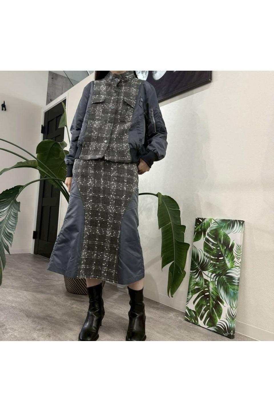 MICALLE MICALLE-Mixed Material Docking Blouson-NOWALL
