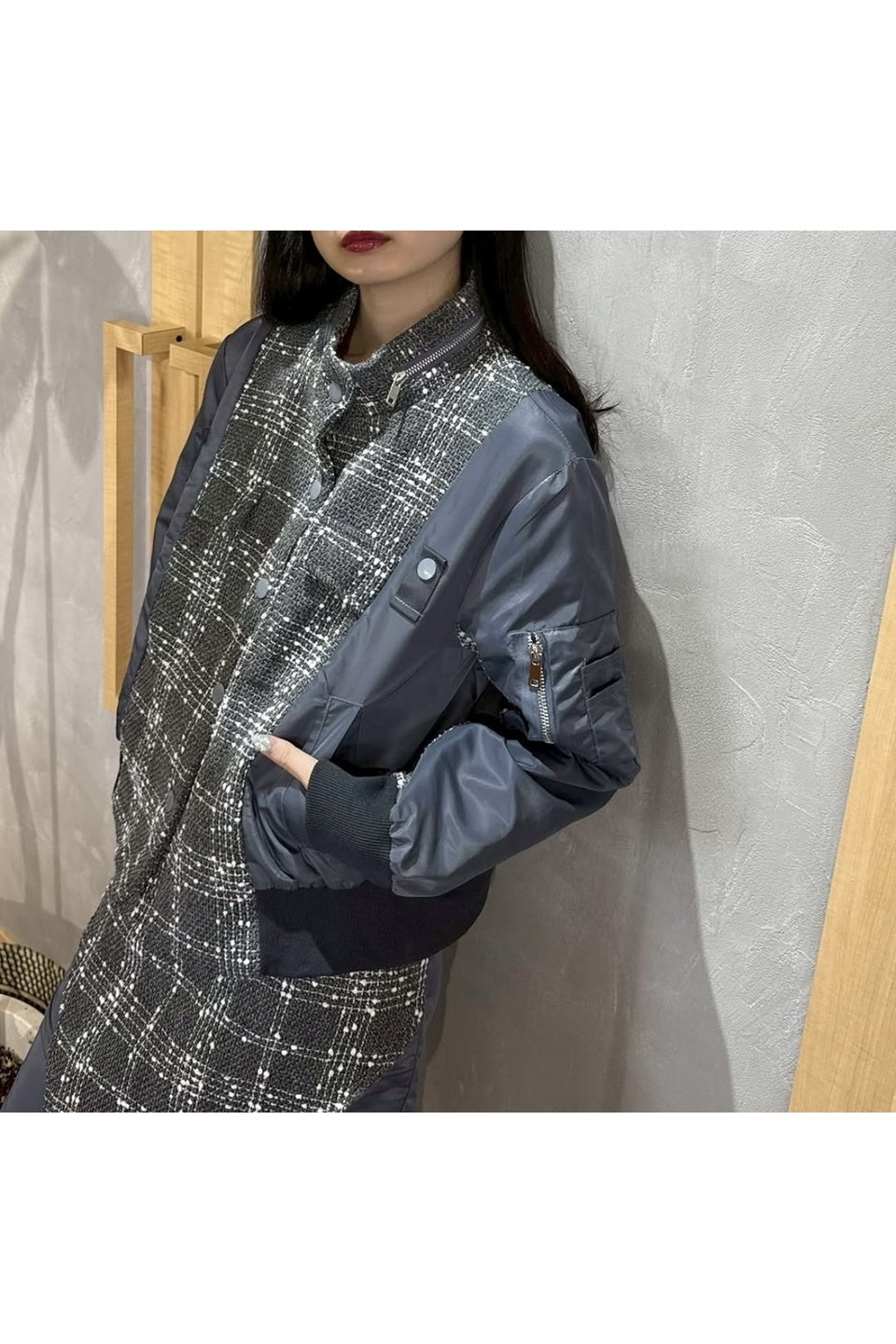 MICALLE MICALLE-Mixed Material Docking Blouson-NOWALL