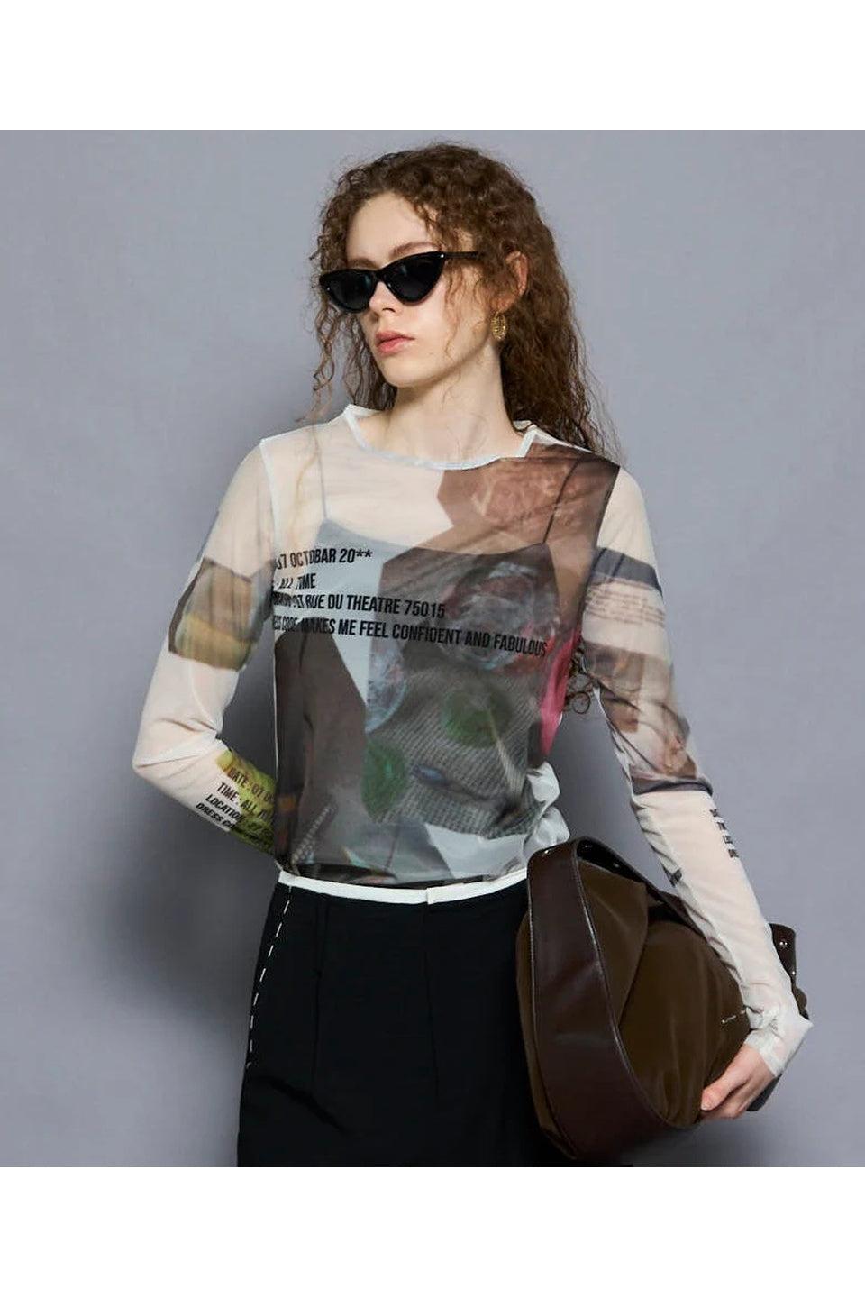 MAISON SPECIAL-ORDINARY DAYS PRINT SHEER TOPS-NOWALL