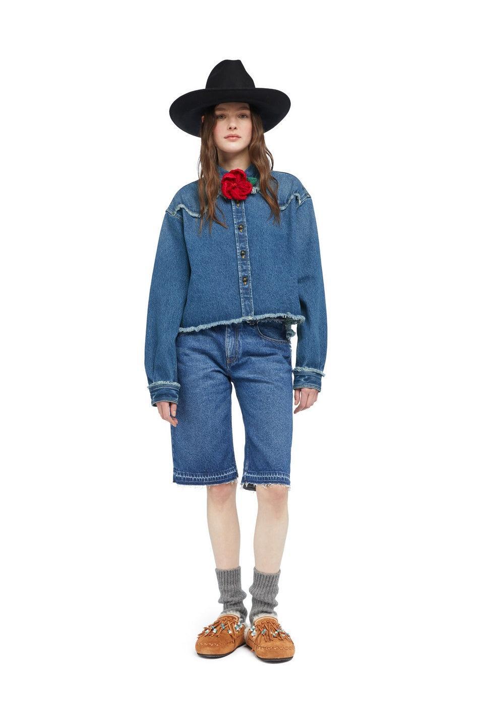 ALANUI-Pacific Roads Cropped Denim Shirt-NOWALL