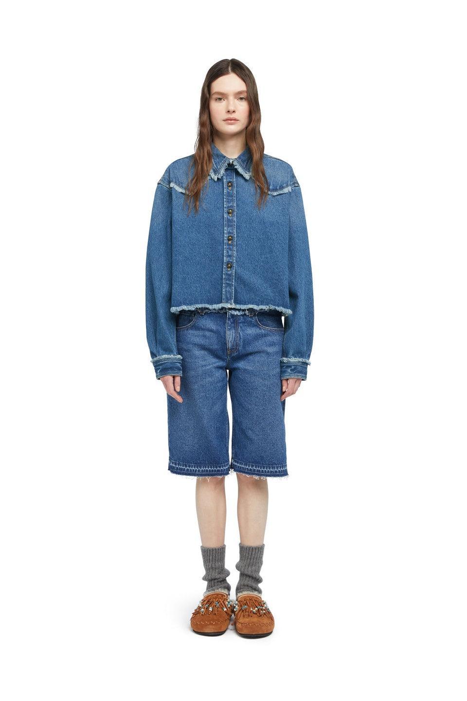 ALANUI-Pacific Roads Cropped Denim Shirt-NOWALL