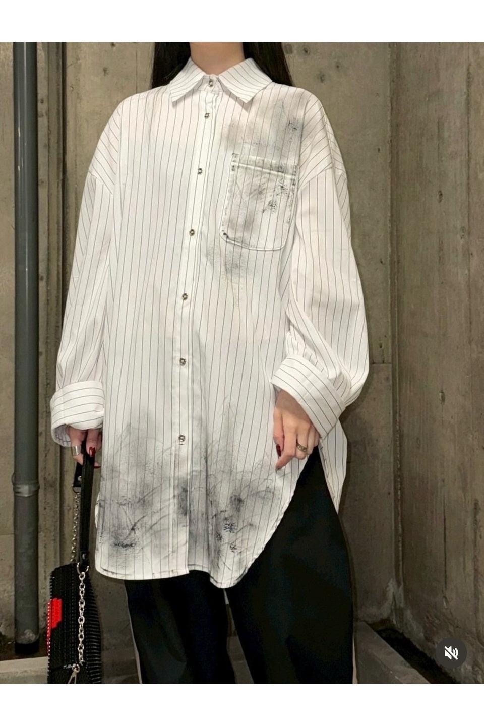 MICALLE MICALLE-Painted Stripe Long Shirt-NOWALL