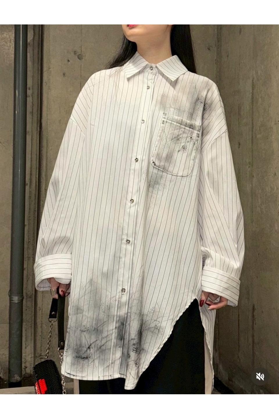 MICALLE MICALLE-Painted Stripe Long Shirt-NOWALL