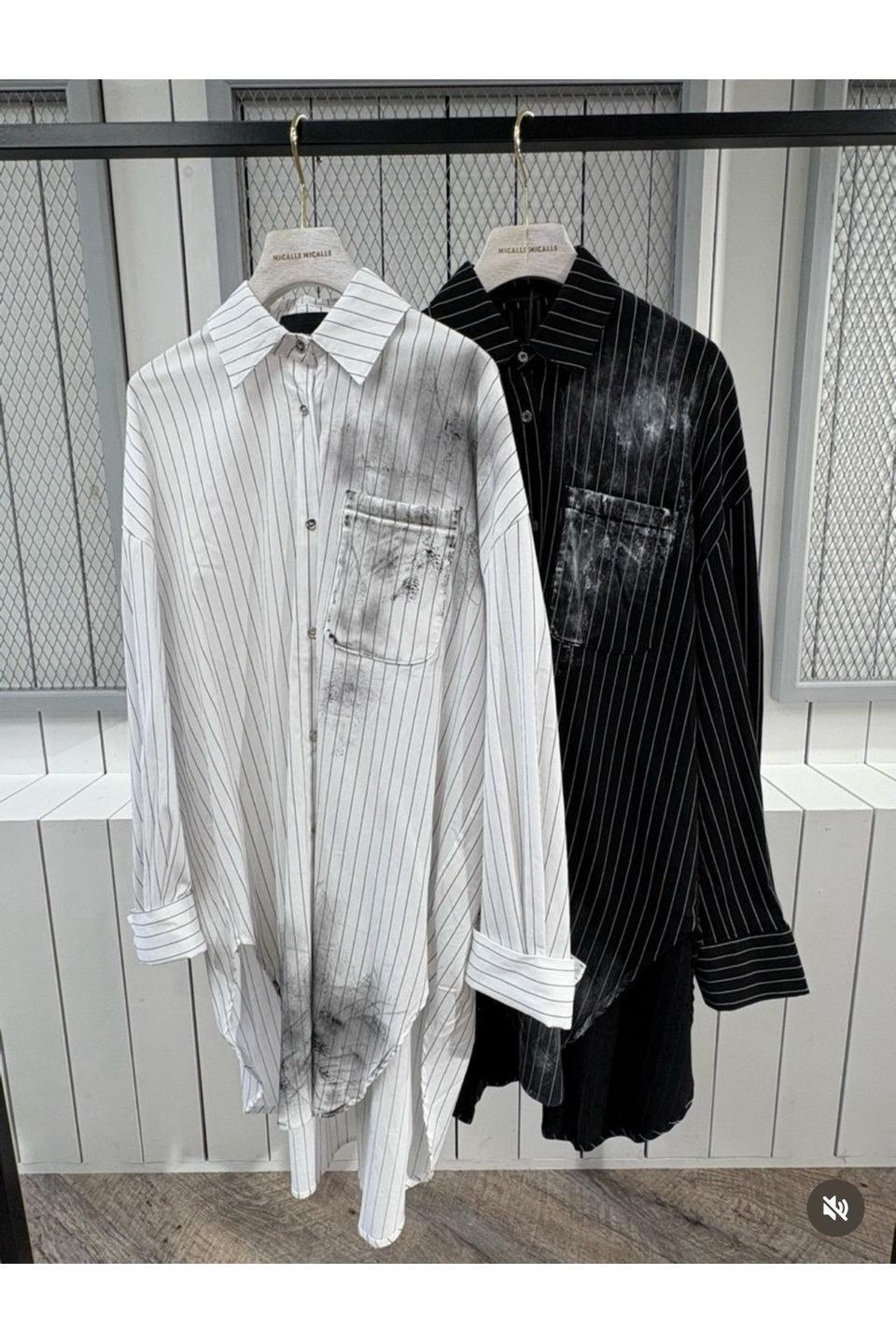 MICALLE MICALLE-Painted Stripe Long Shirt-NOWALL