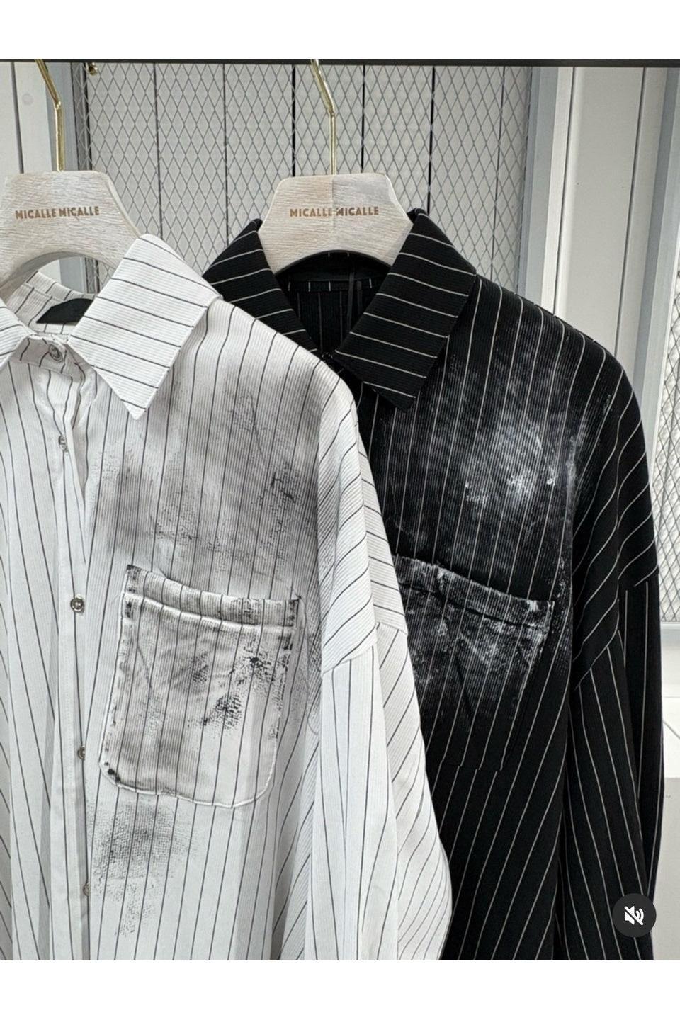 MICALLE MICALLE-Painted Stripe Long Shirt-NOWALL