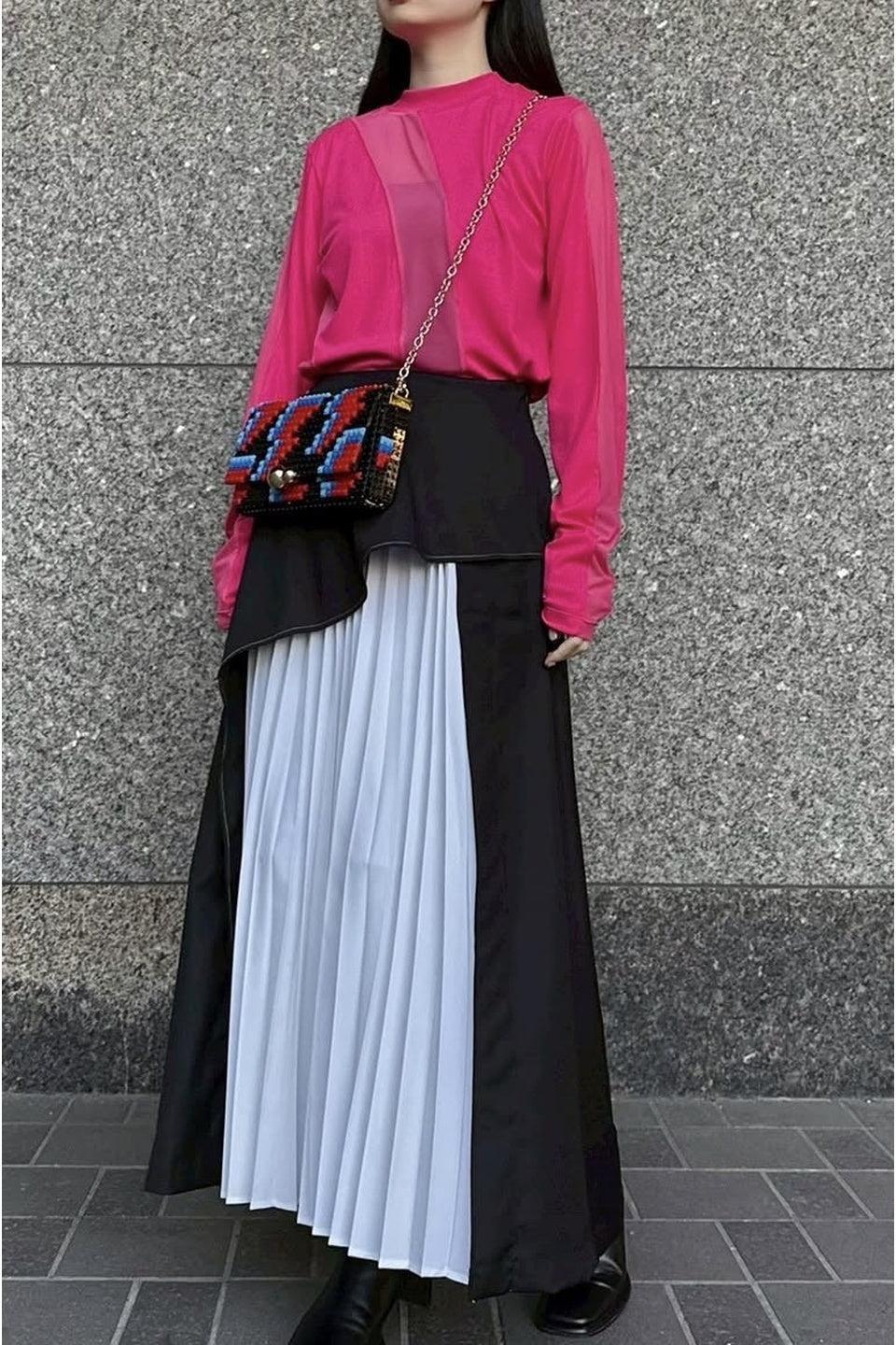 MICALLE MICALLE-Pleats Docking Wrap Skirt-NOWALL