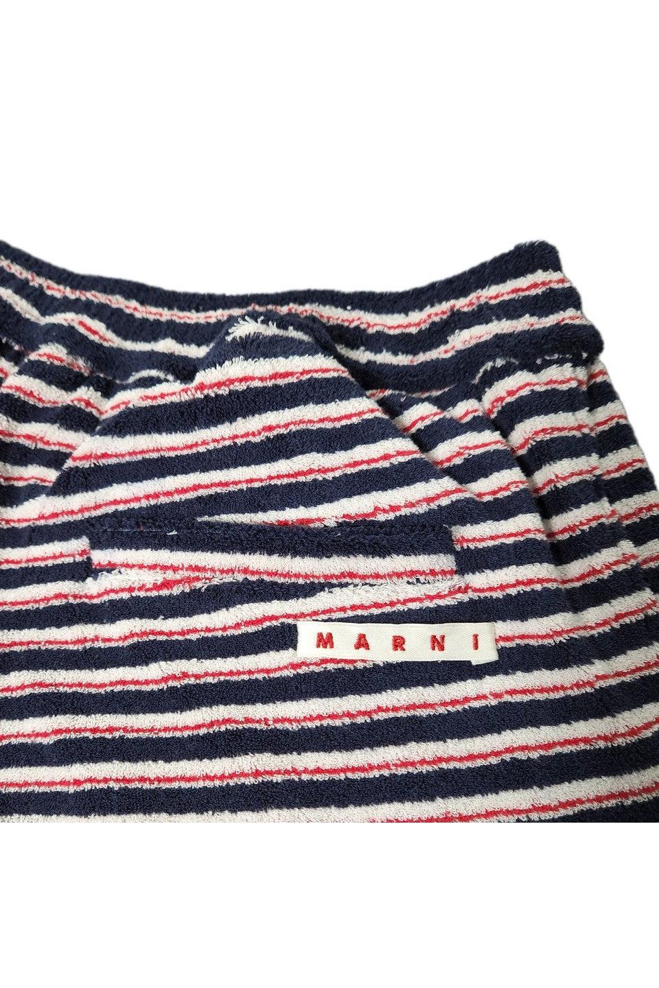 MARNI-RED AND BLUE STRIPED TERRY SHORT PANTS-NOWALL