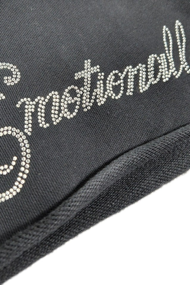 EMOTIONALLY UNAVAILABLE-RHINESTONE SWEATSHORT-NOWALL