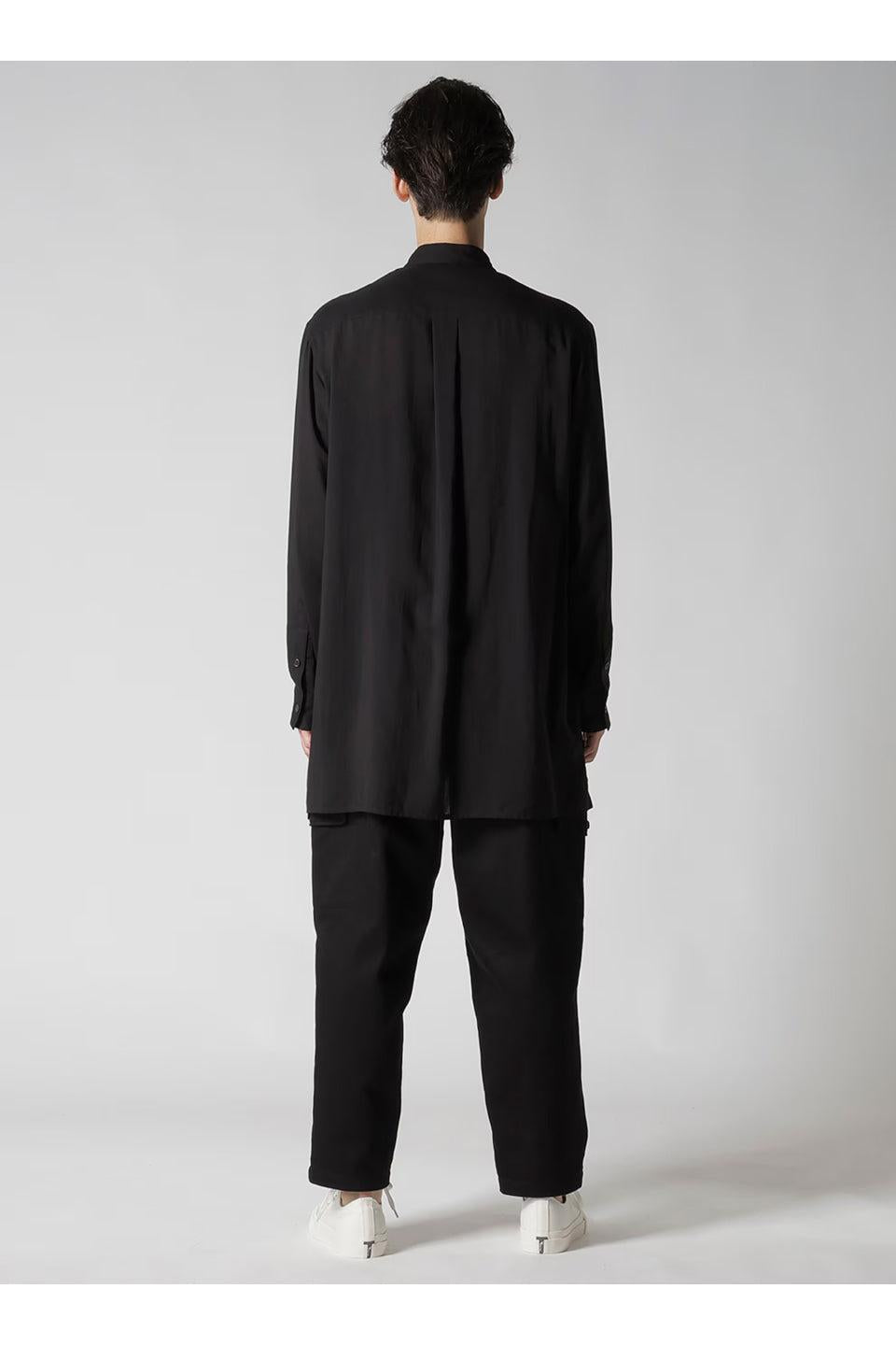 Y's for men-Regular Collar Shirt with Black Flower Print-NOWALL
