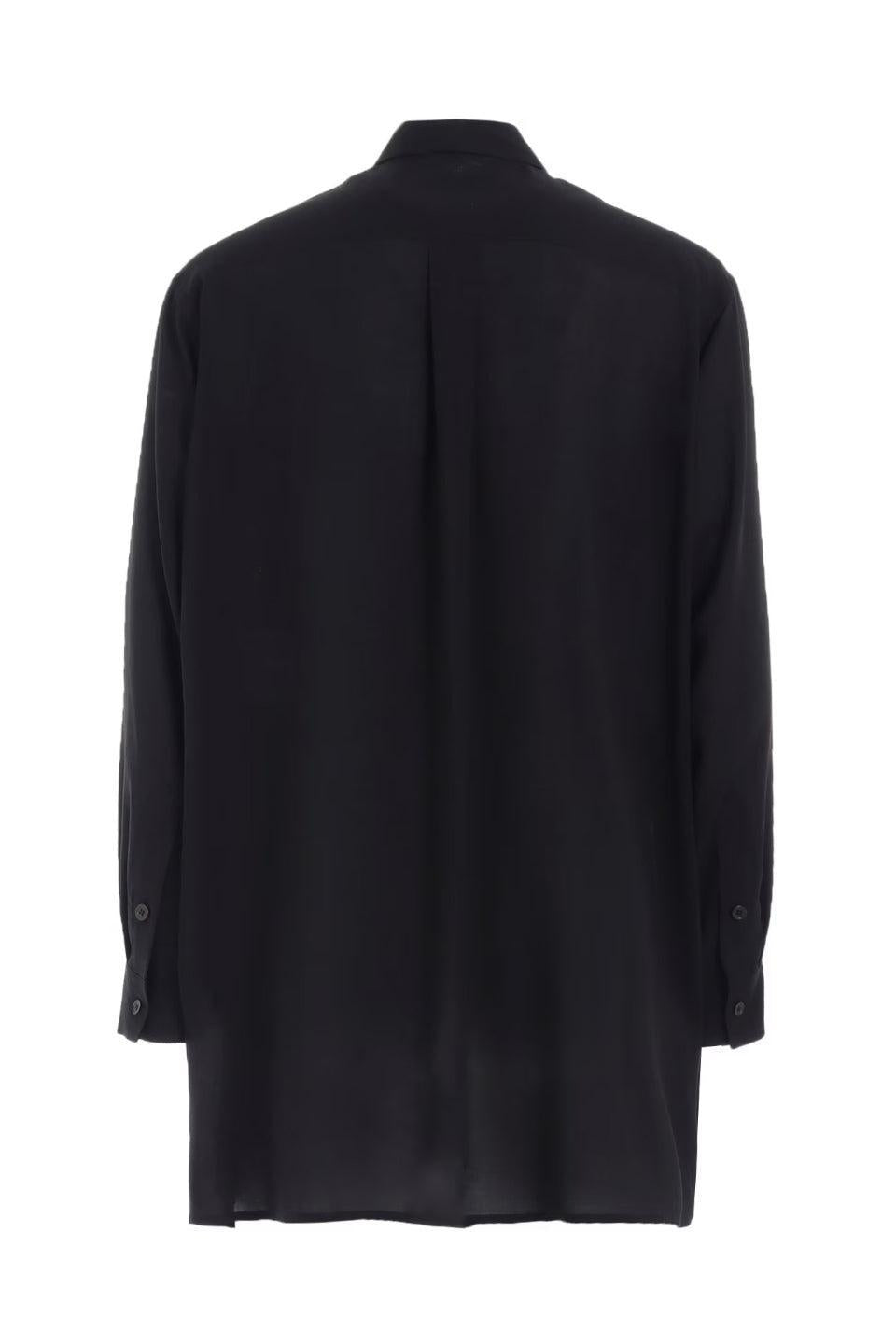 Y's for men-Regular Collar Shirt with Black Flower Print-NOWALL