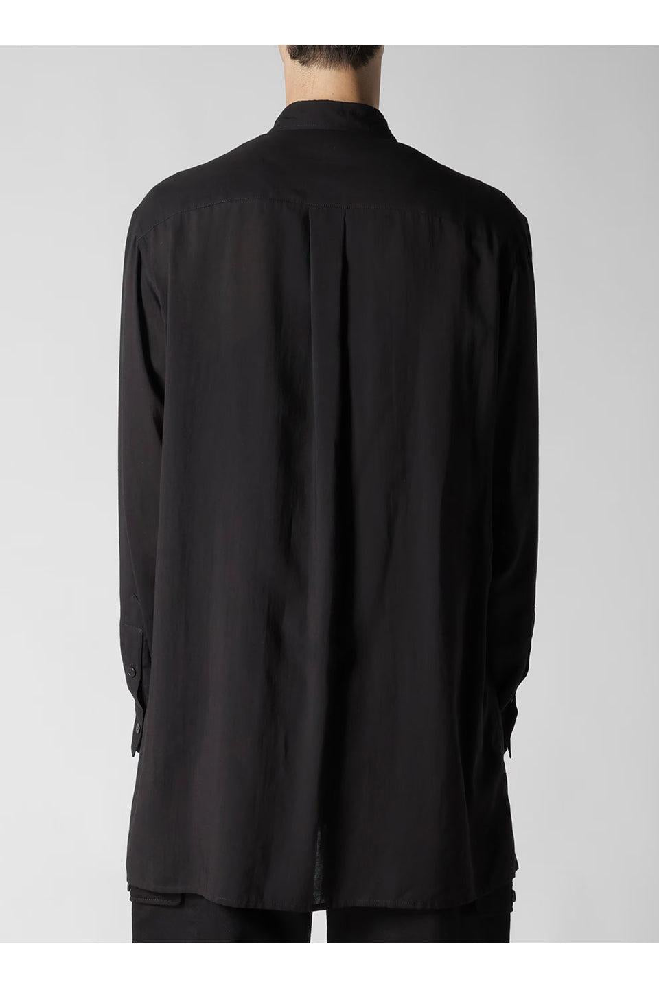 Y's for men-Regular Collar Shirt with Black Flower Print-NOWALL