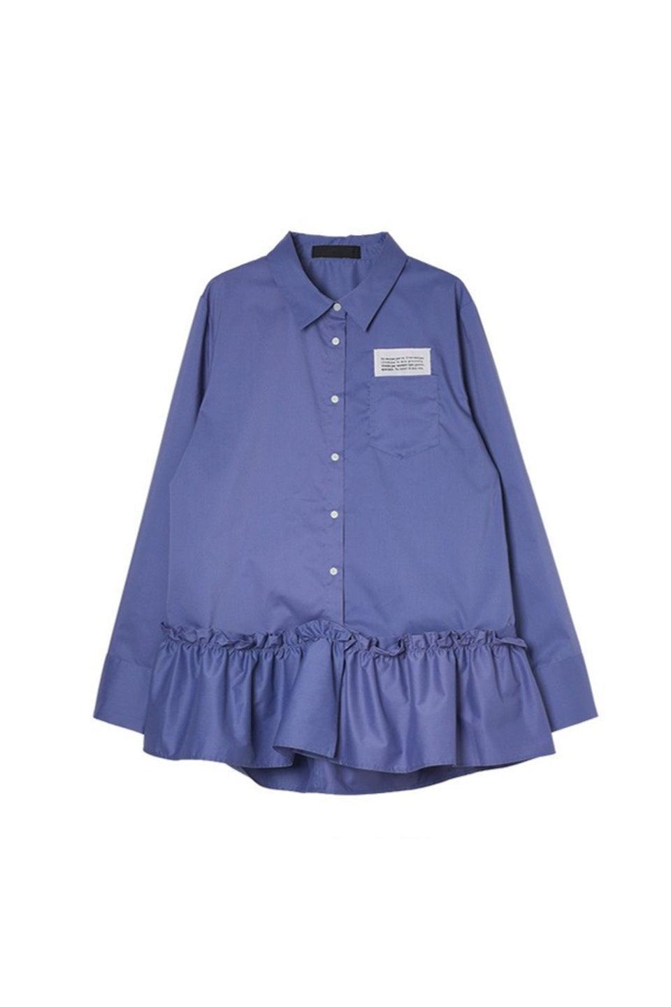 MICALLE MICALLE-Ruffle Hem Long Shirt-NOWALL
