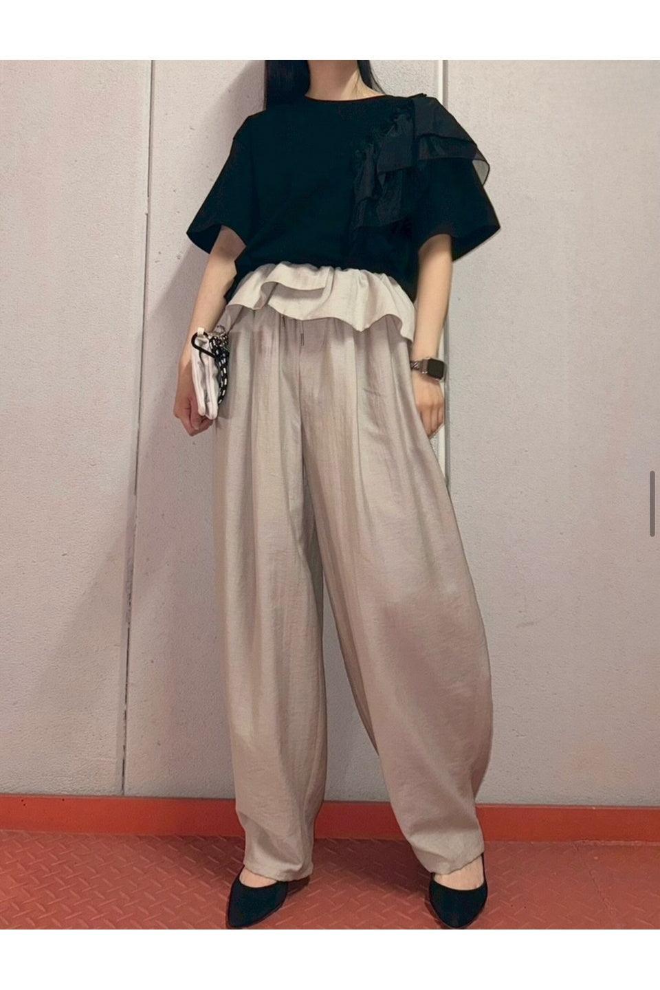 MICALLE MICALLE-Ruffle Shoulder Tee-NOWALL