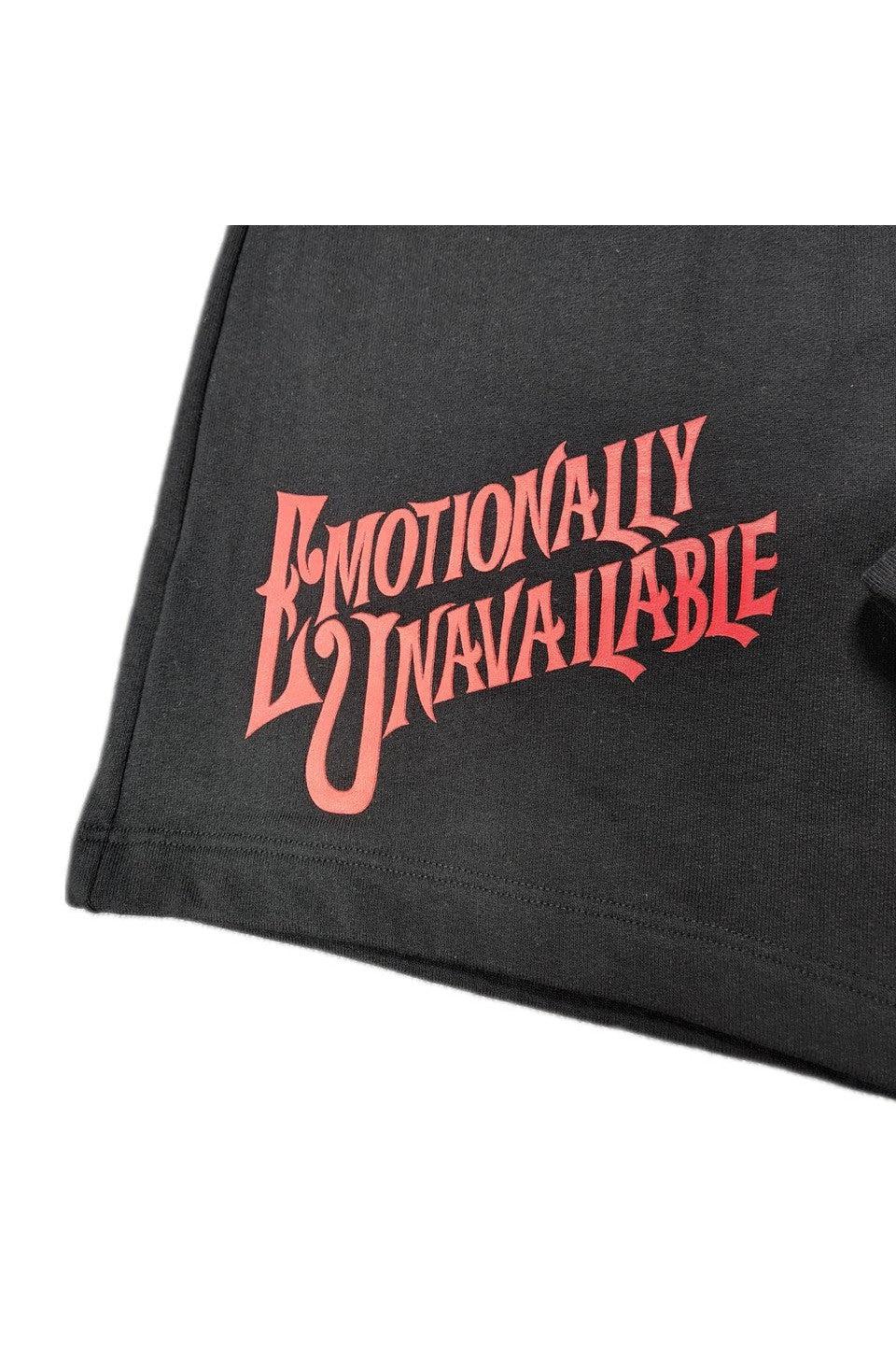 EMOTIONALLY UNAVAILABLE-SCRIPT LOGO SWEAT SHORTS-NOWALL