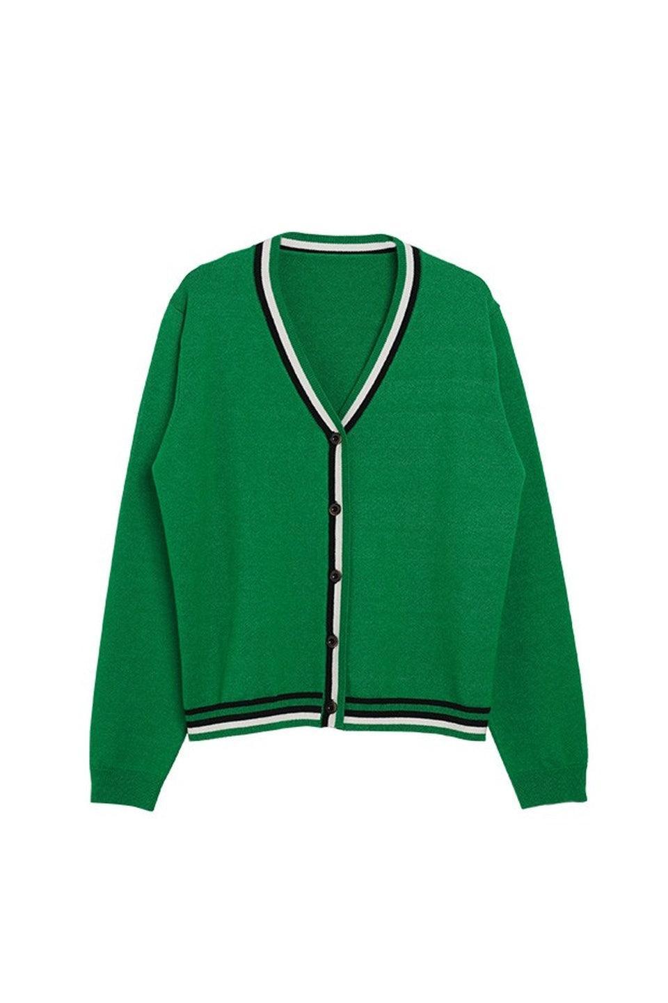 MICALLE MICALLE-STRIPED TRIM CARDIGAN-NOWALL