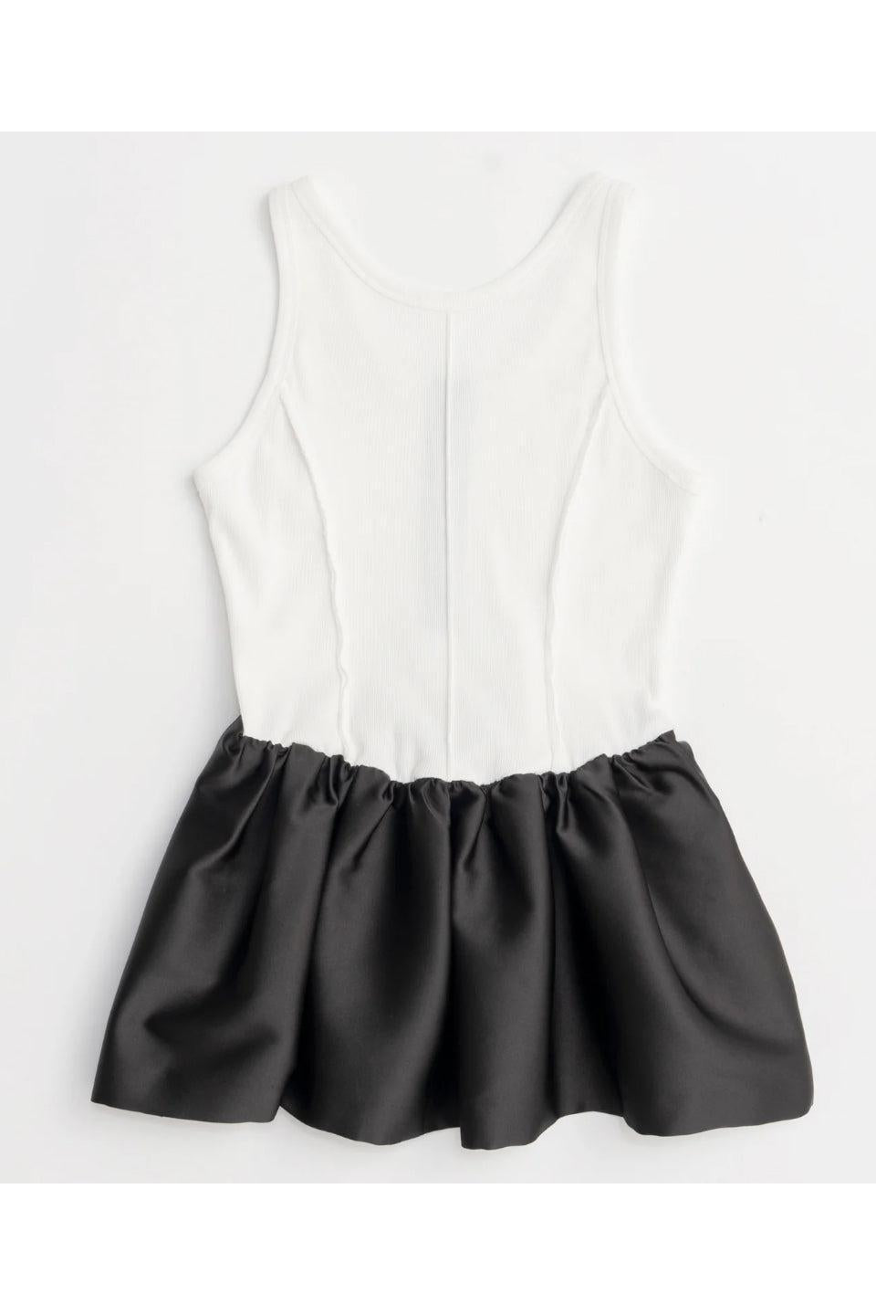 MAISON SPECIAL-Satin Combination Peplum Tank Top-NOWALL