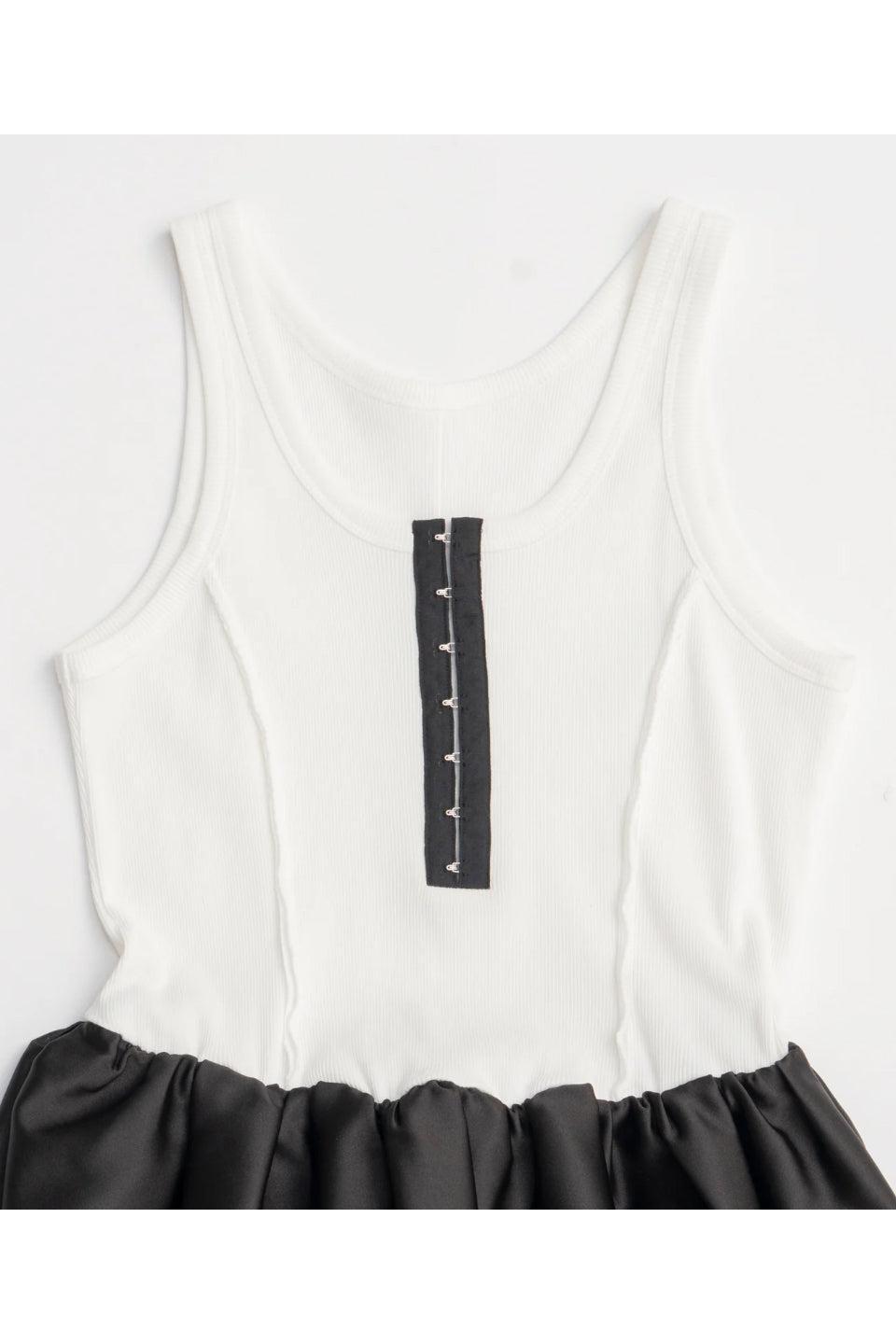 MAISON SPECIAL-Satin Combination Peplum Tank Top-NOWALL