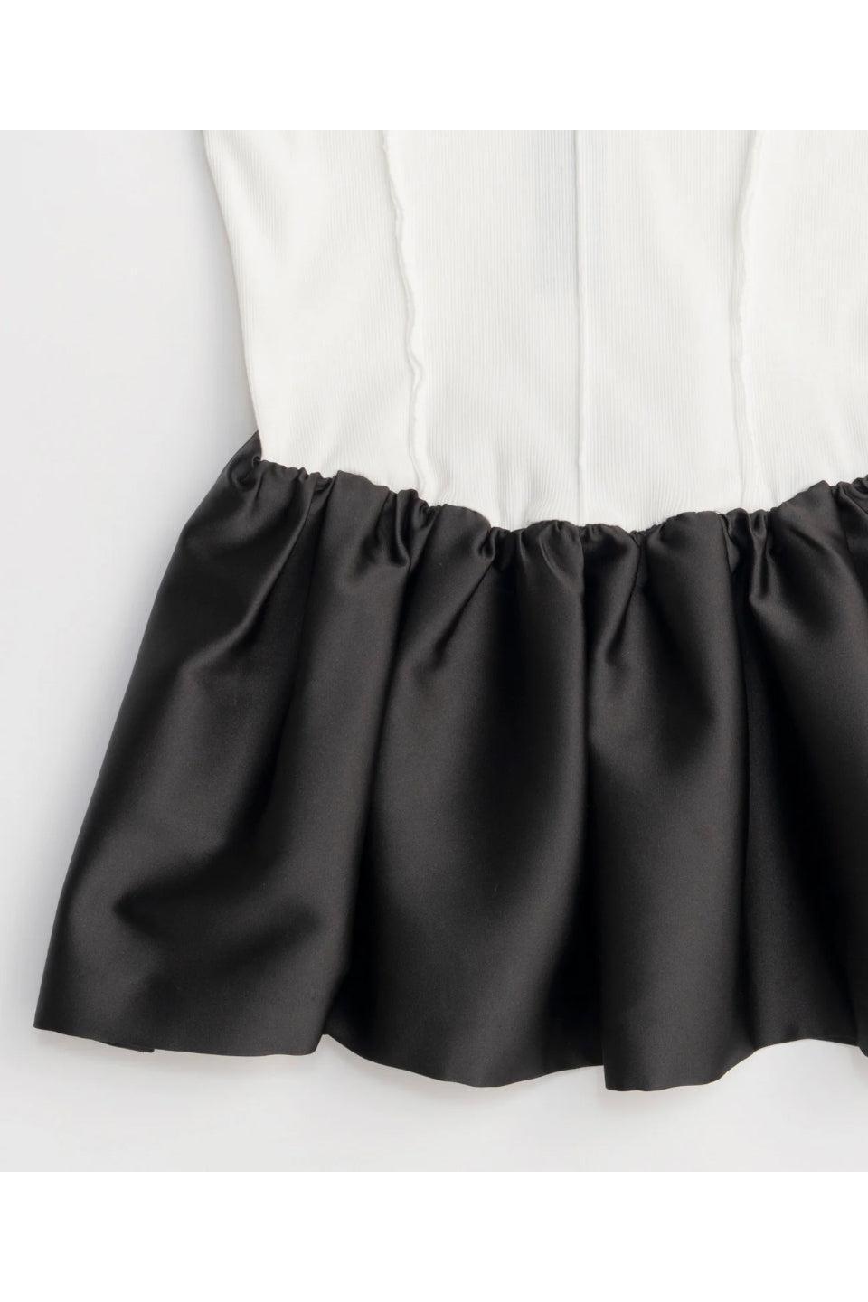 MAISON SPECIAL-Satin Combination Peplum Tank Top-NOWALL