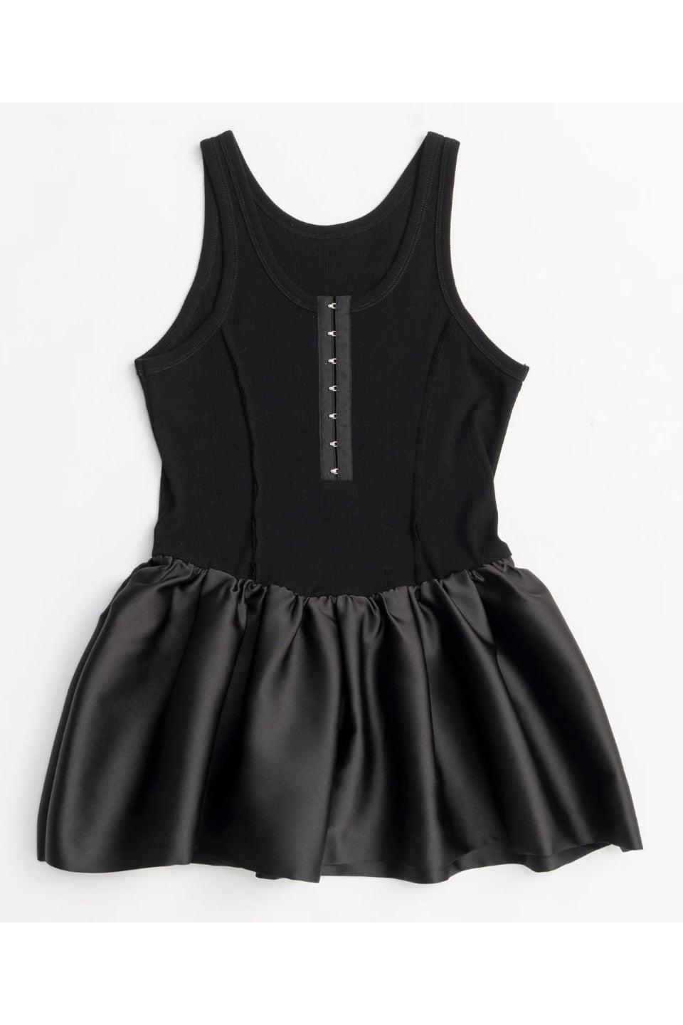 MAISON SPECIAL-Satin Combination Peplum Tank Top-NOWALL