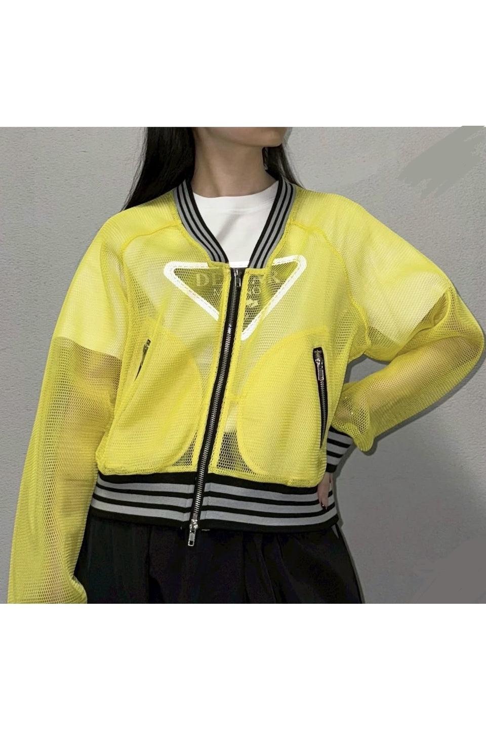 MICALLE MICALLE-Sheer Mesh Zip Blouson-NOWALL