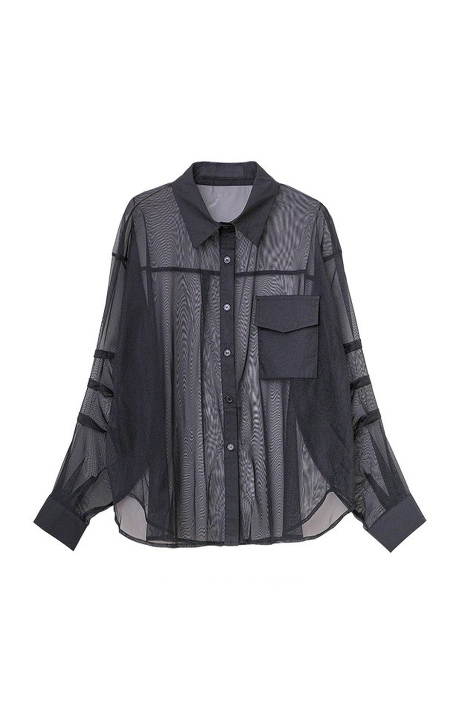 MICALLE MICALLE-Sheer Oversized Shirt-NOWALL
