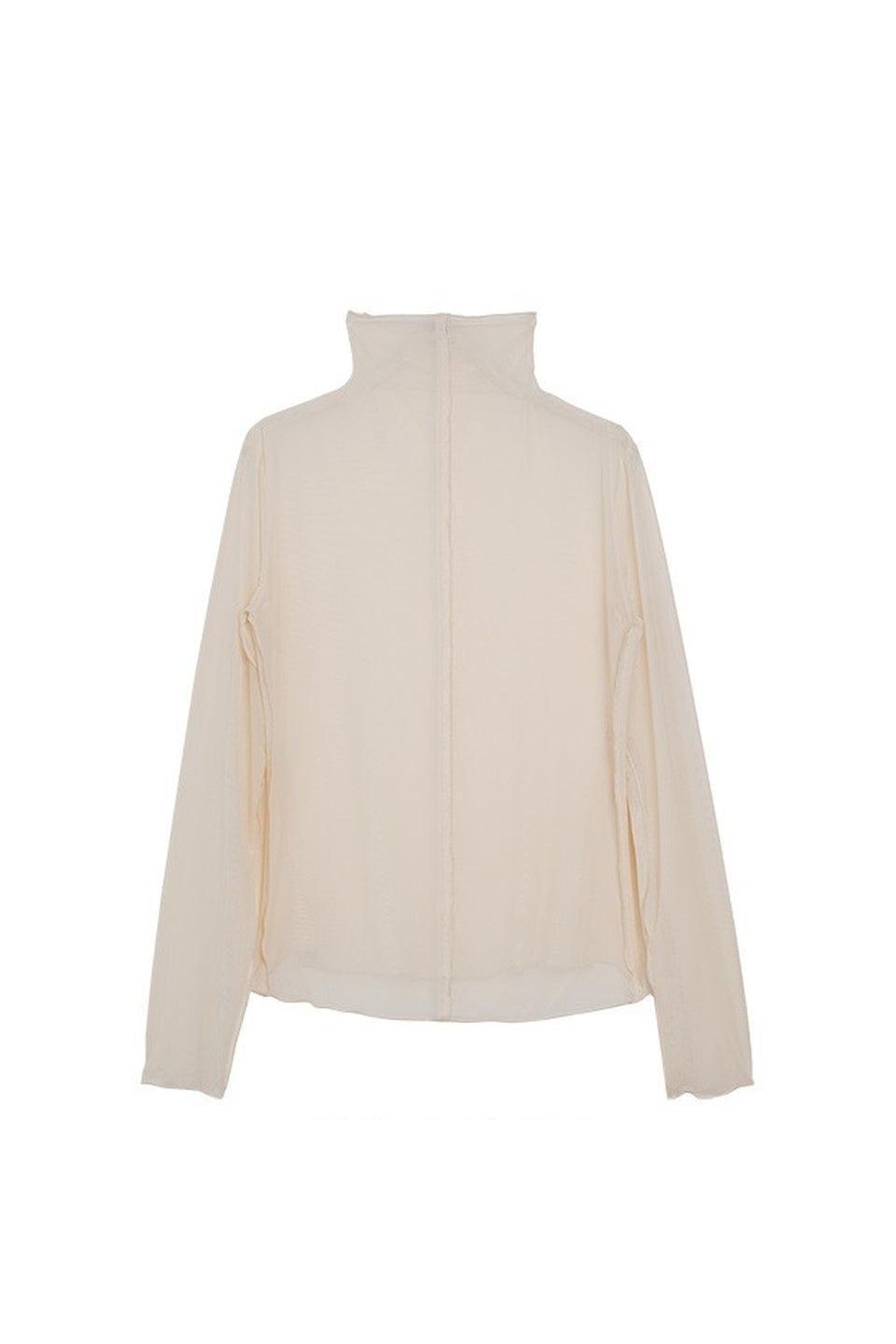 MICALLE MICALLE-Sheer Turtleneck Top-NOWALL