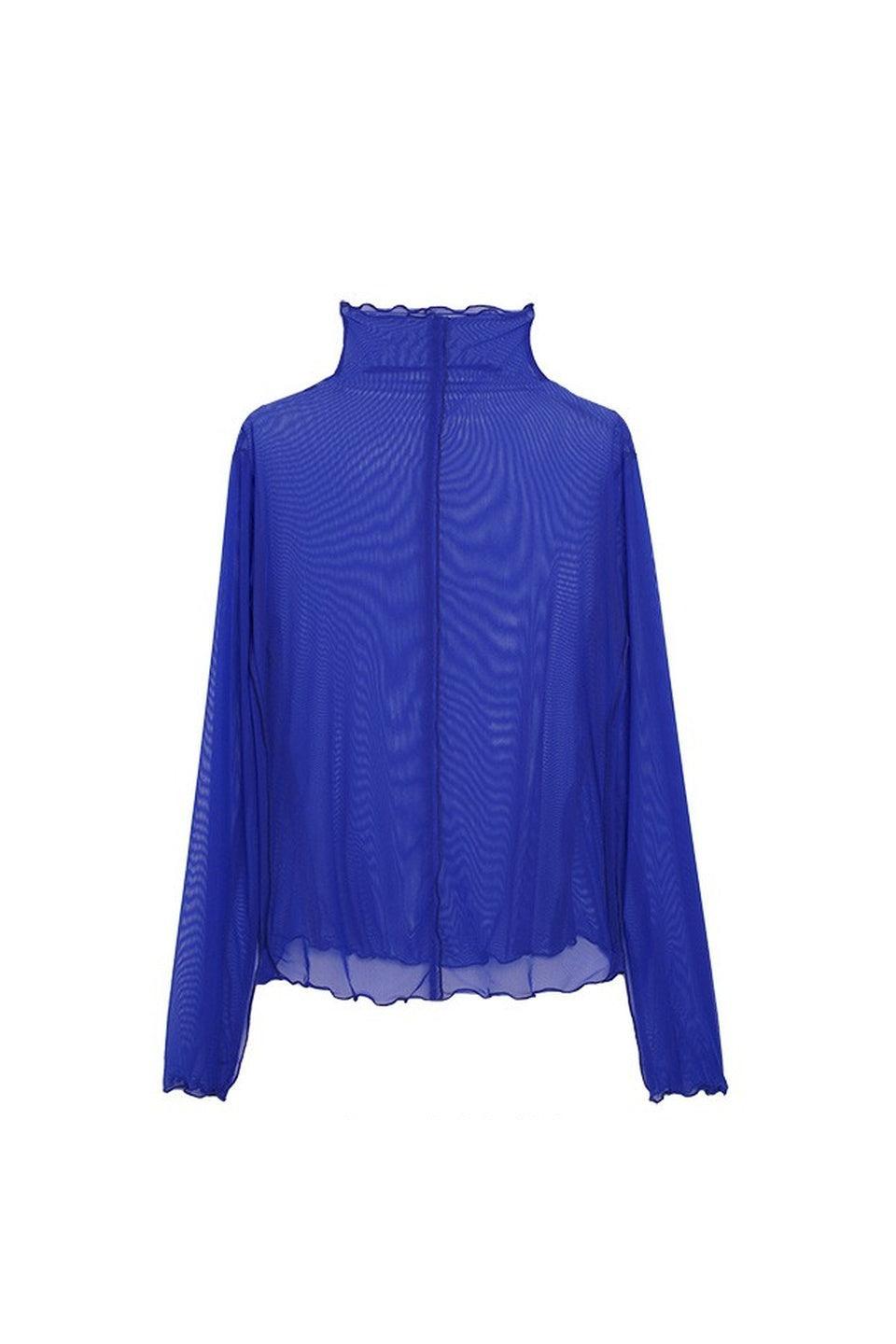 MICALLE MICALLE-Sheer Turtleneck Top-NOWALL