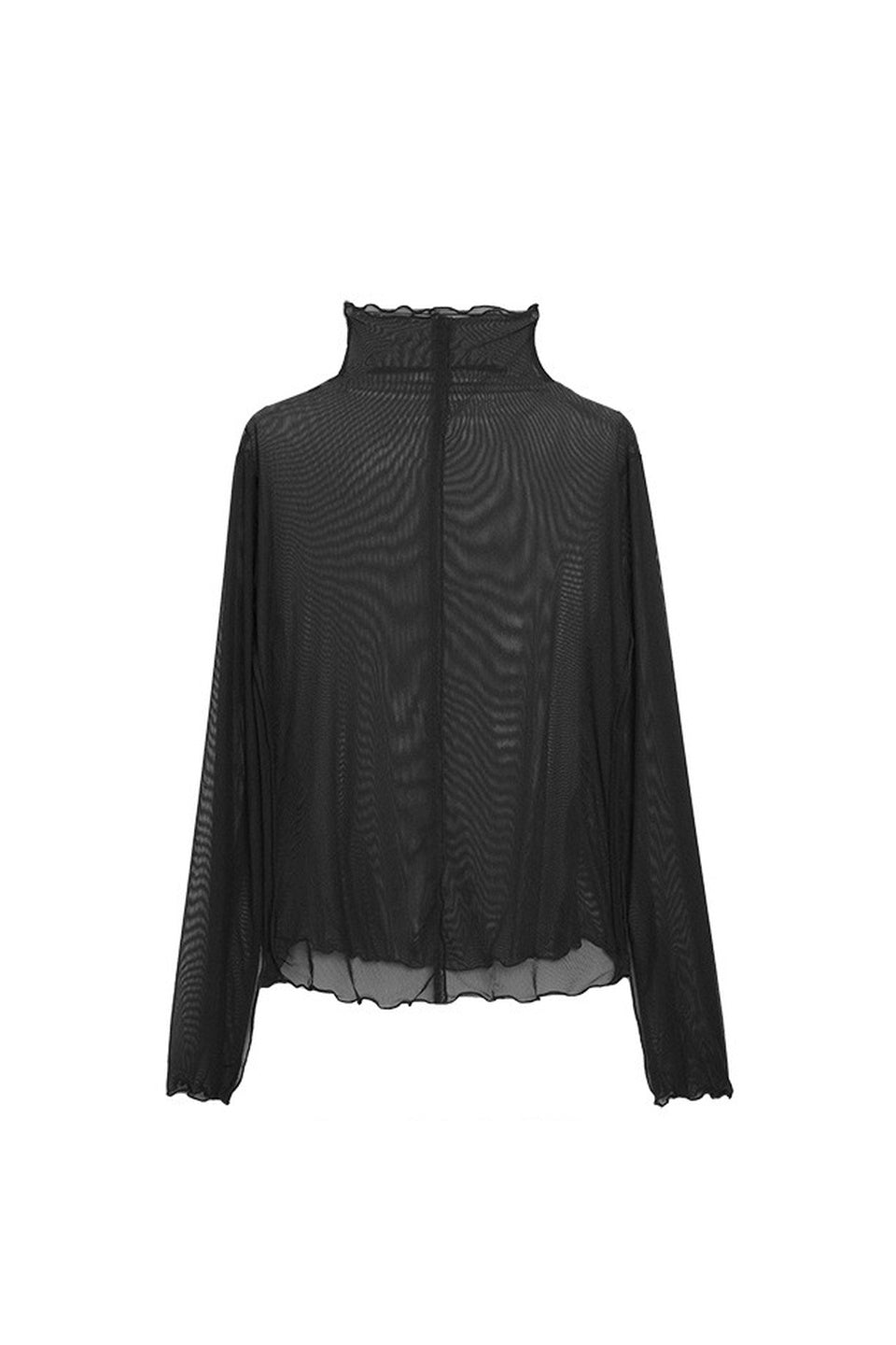 MICALLE MICALLE-Sheer Turtleneck Top-NOWALL