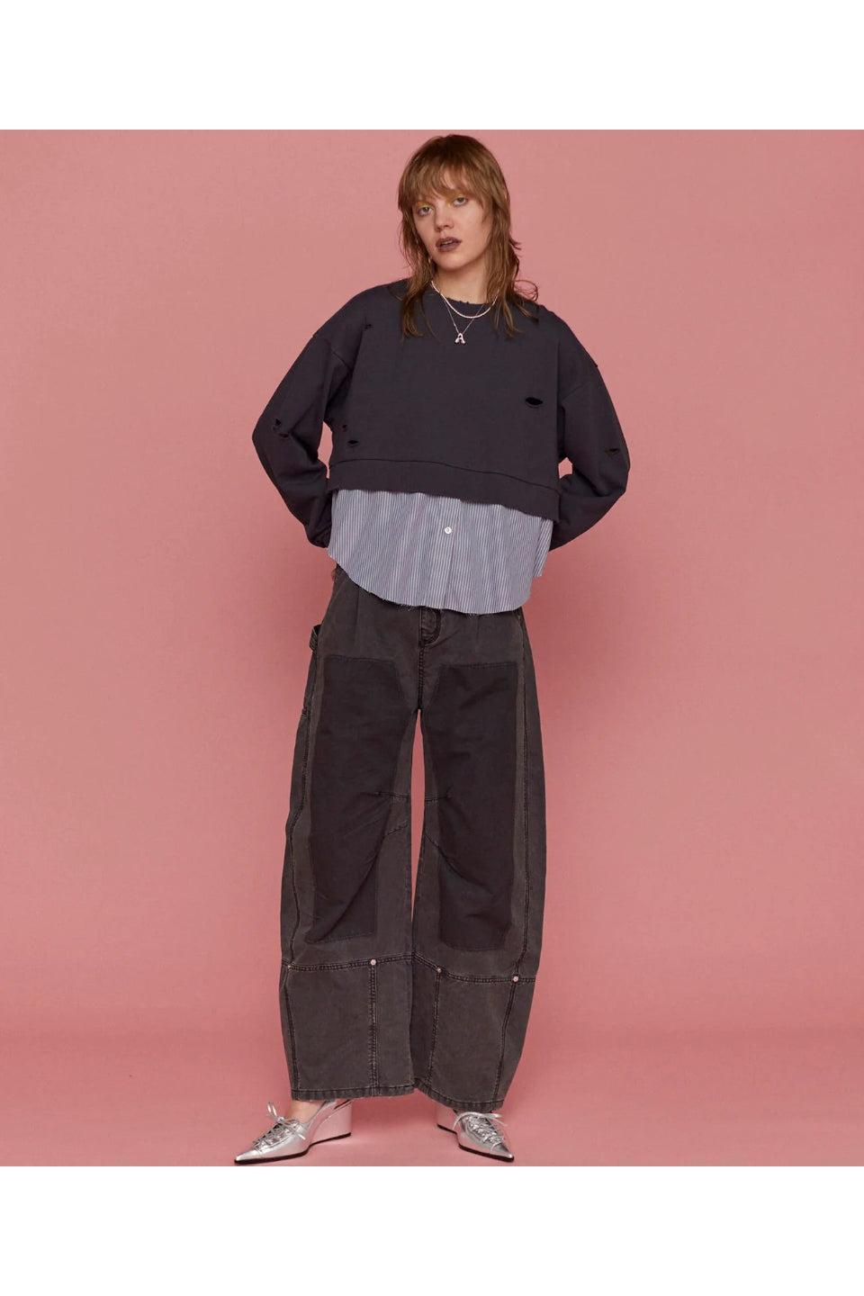 MAISON SPECIAL-Shirt Layered Crush Processing Sweatshirt-NOWALL