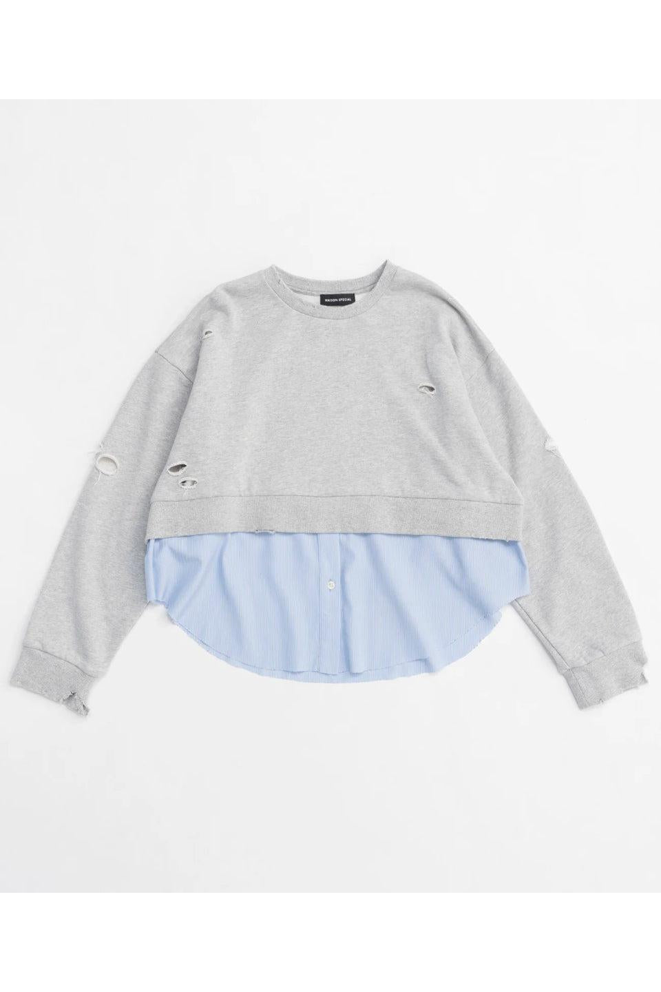 MAISON SPECIAL-Shirt Layered Crush Processing Sweatshirt-NOWALL