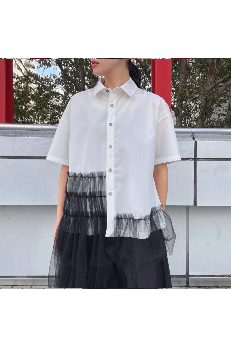 MICALLE MICALLE-Shirt with Asymmetrical Lace-NOWALL