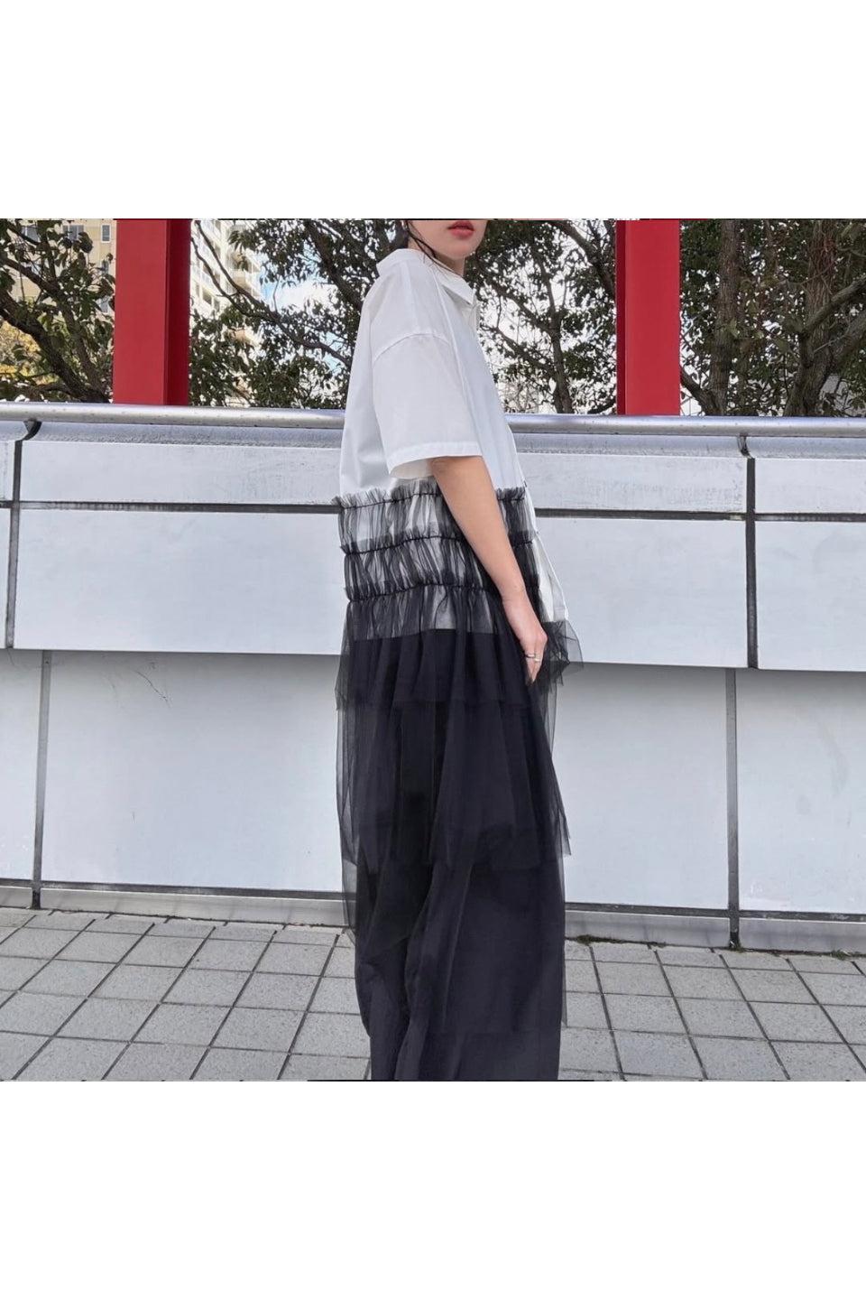 MICALLE MICALLE-Shirt with Asymmetrical Lace-NOWALL