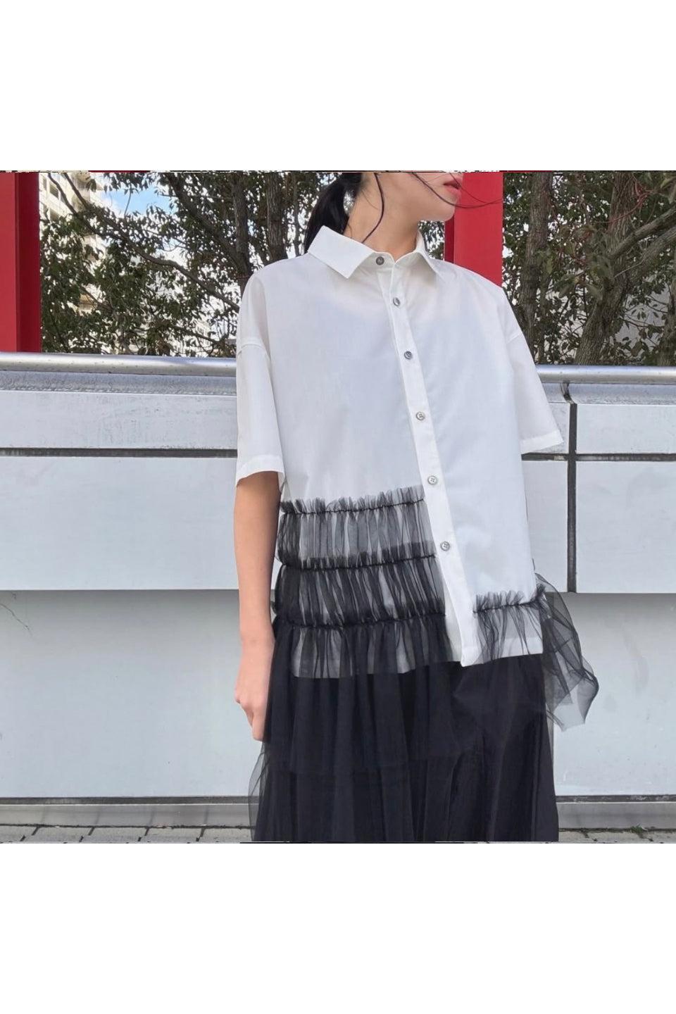 MICALLE MICALLE-Shirt with Asymmetrical Lace-NOWALL