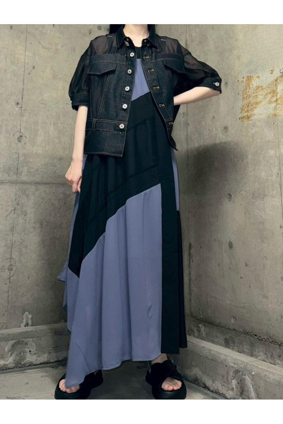 MICALLE MICALLE-Short Sleeve Denim Jacket-NOWALL