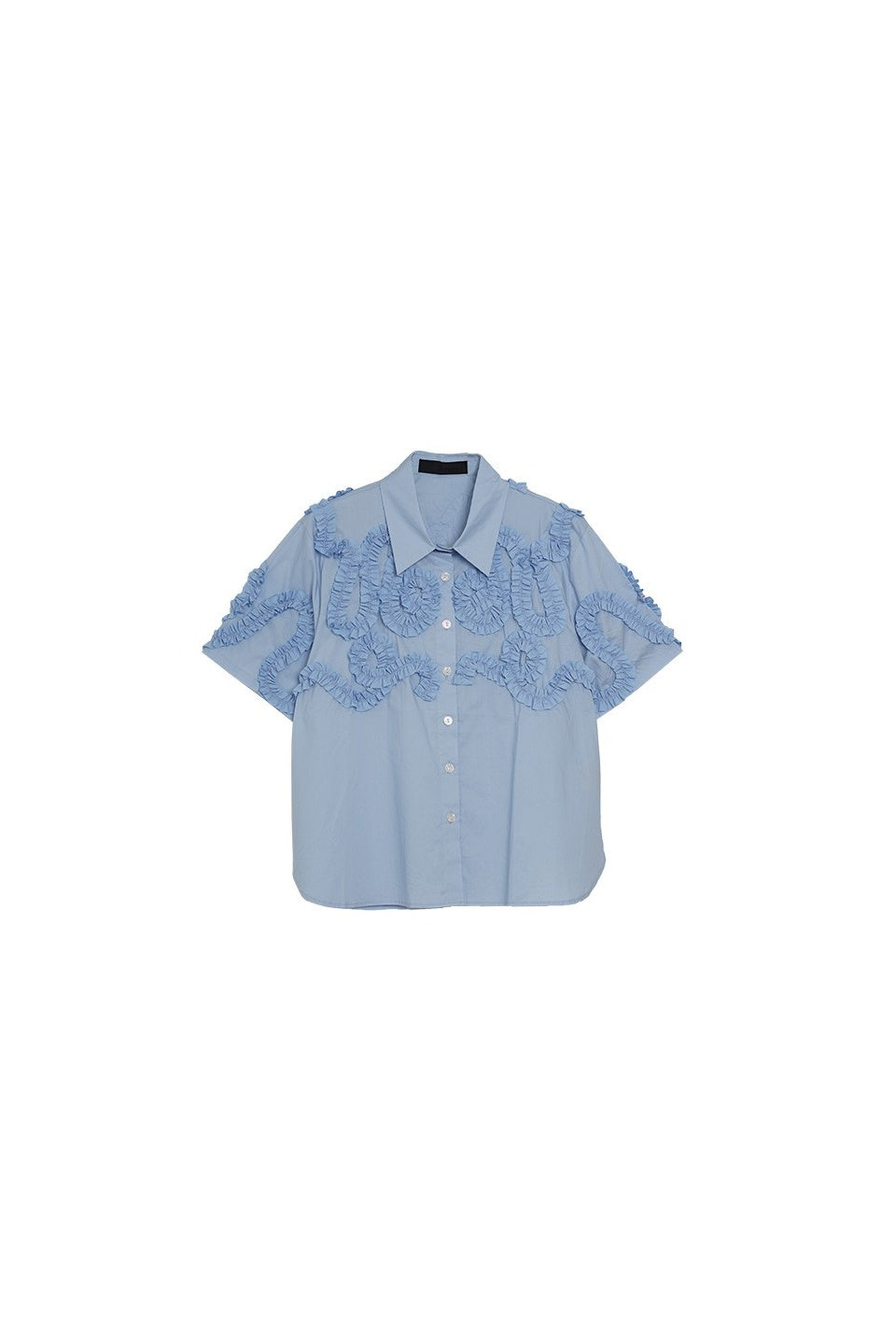 MICALLE MICALLE-Short Sleeved Shirt with Ruffled Design-NOWALL
