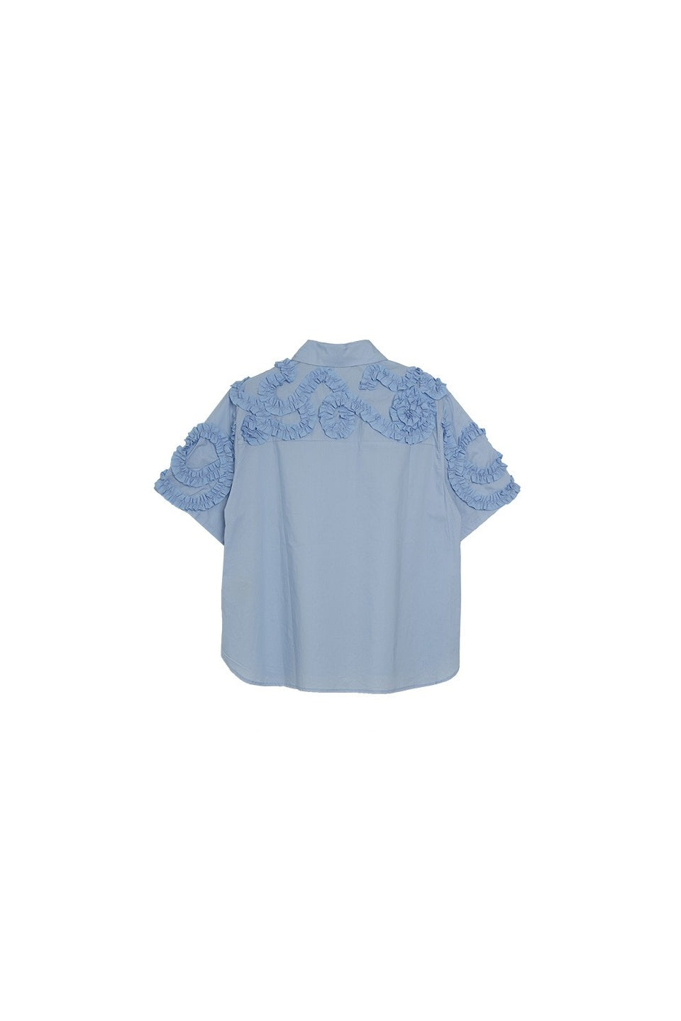 MICALLE MICALLE-Short Sleeved Shirt with Ruffled Design-NOWALL