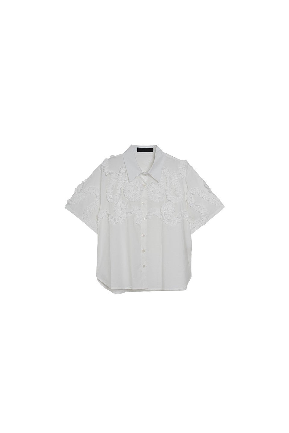 MICALLE MICALLE-Short Sleeved Shirt with Ruffled Design-NOWALL