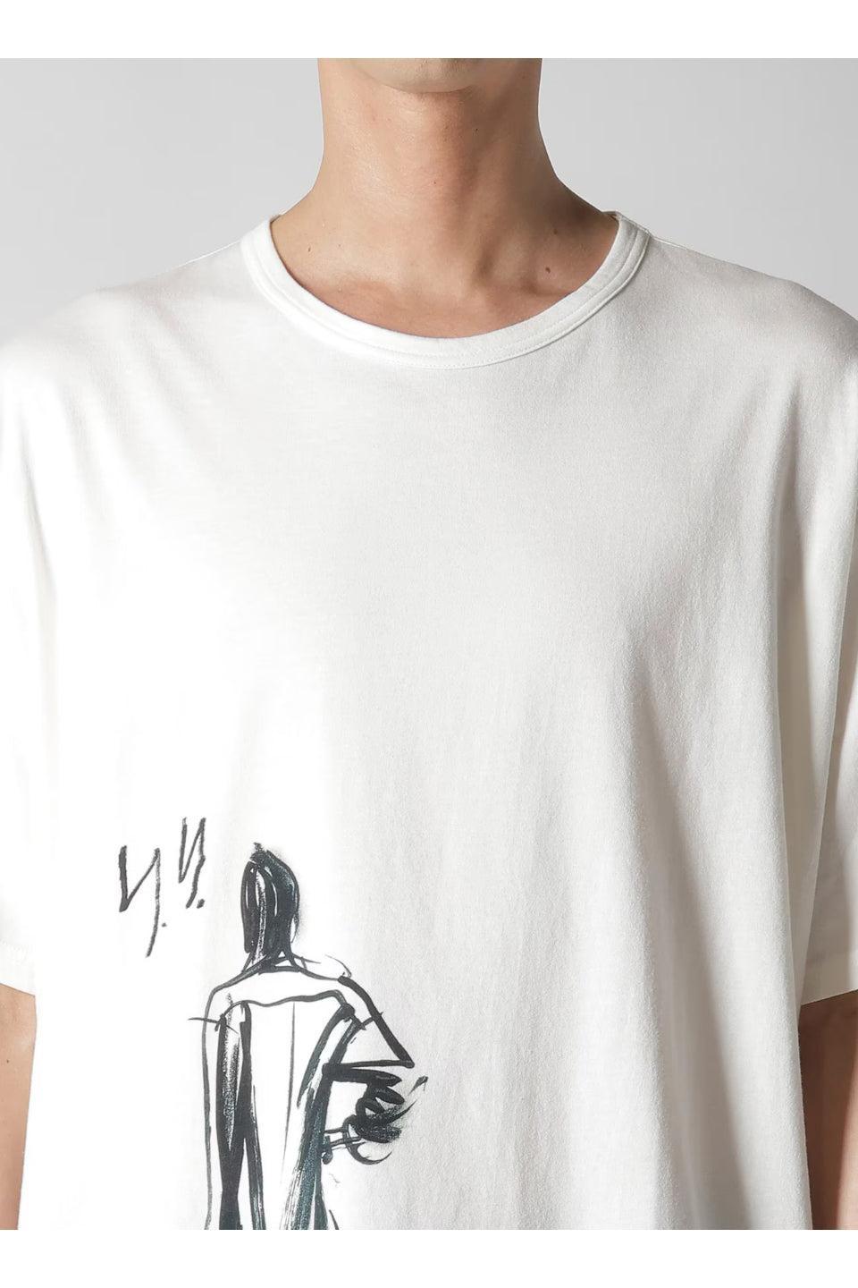 Yohji Yamamoto POUR HOMME-Single Jersey Print Half Sleeve-NOWALL