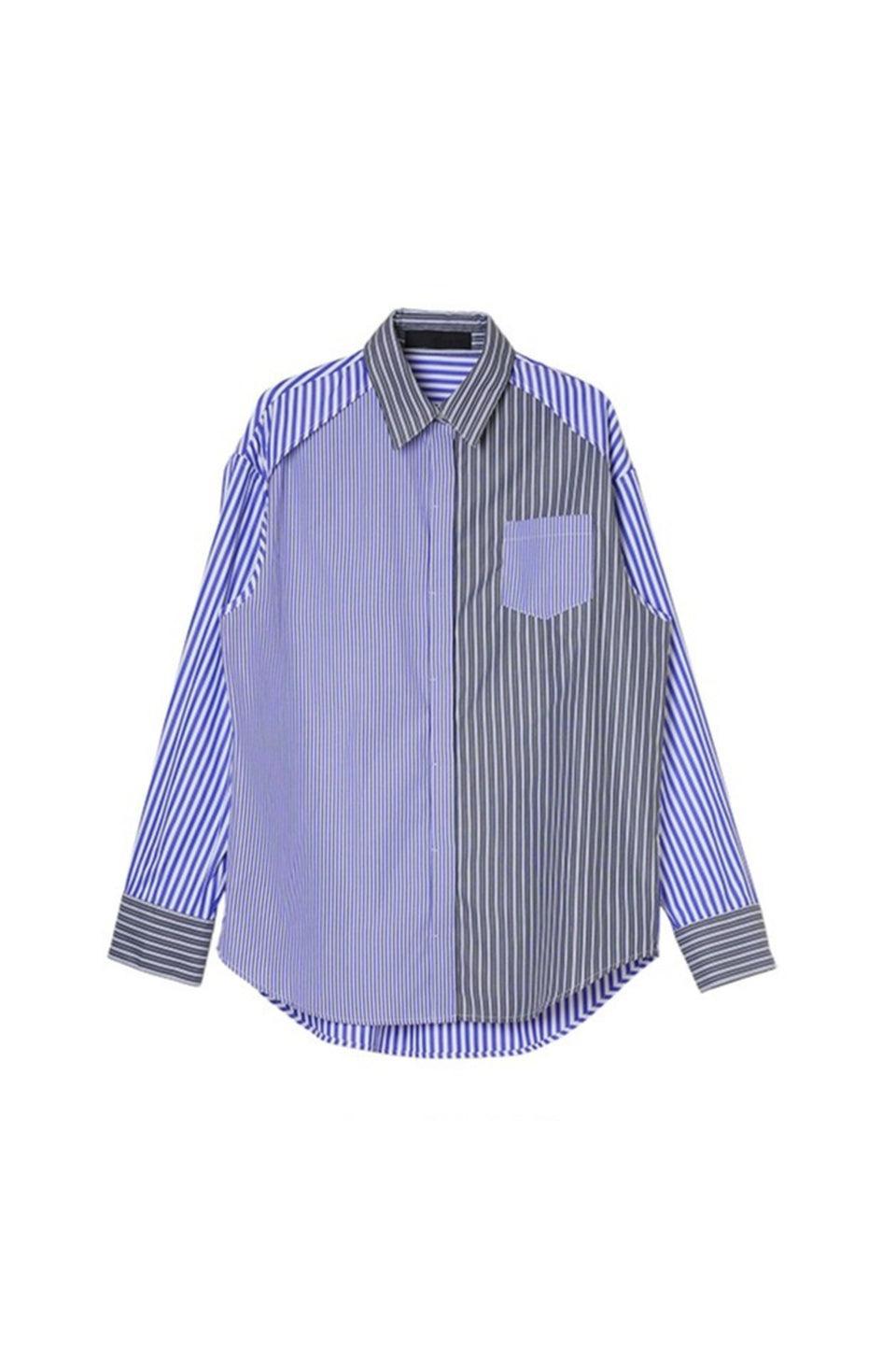 MICALLE MICALLE-Stripe Mix Pattern Shirt-NOWALL