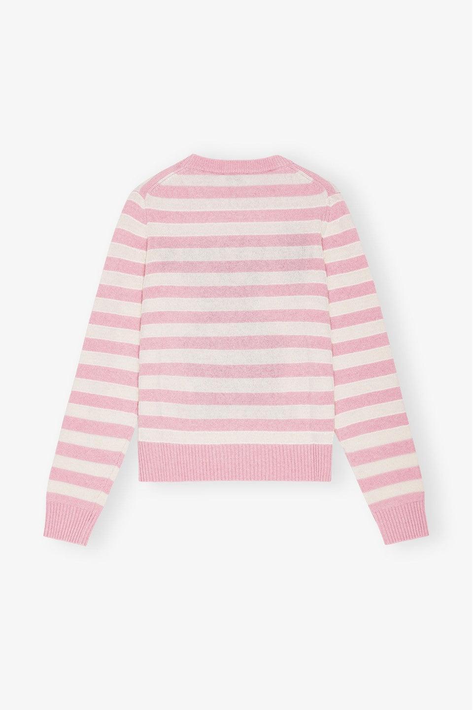 GANNI-Striped Graphic Wool Bunny Jumper-NOWALL