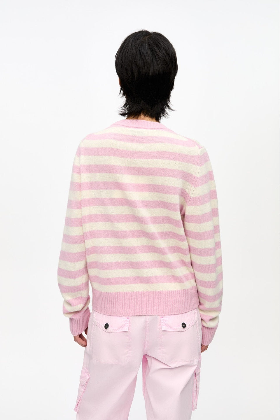 GANNI-Striped Graphic Wool Bunny Jumper-NOWALL