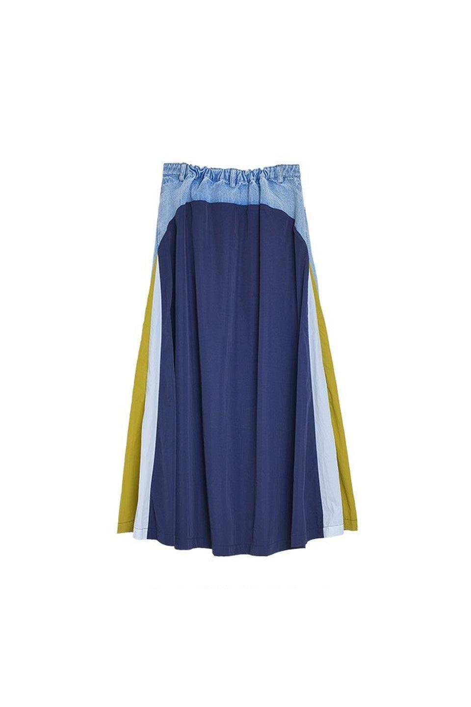 MICALLE MICALLE-Switch Design Denim Long Skirt-NOWALL