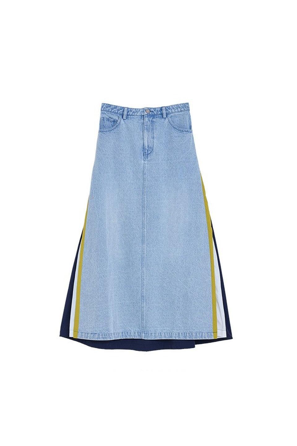 MICALLE MICALLE-Switch Design Denim Long Skirt-NOWALL