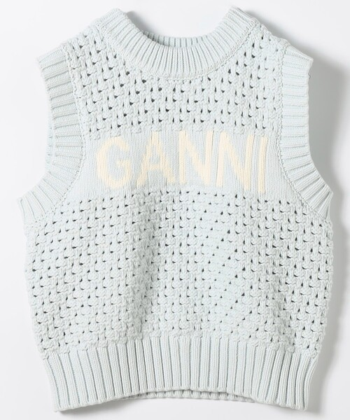 GANNI-Textured Cotton Pointelle Vest-NOWALL