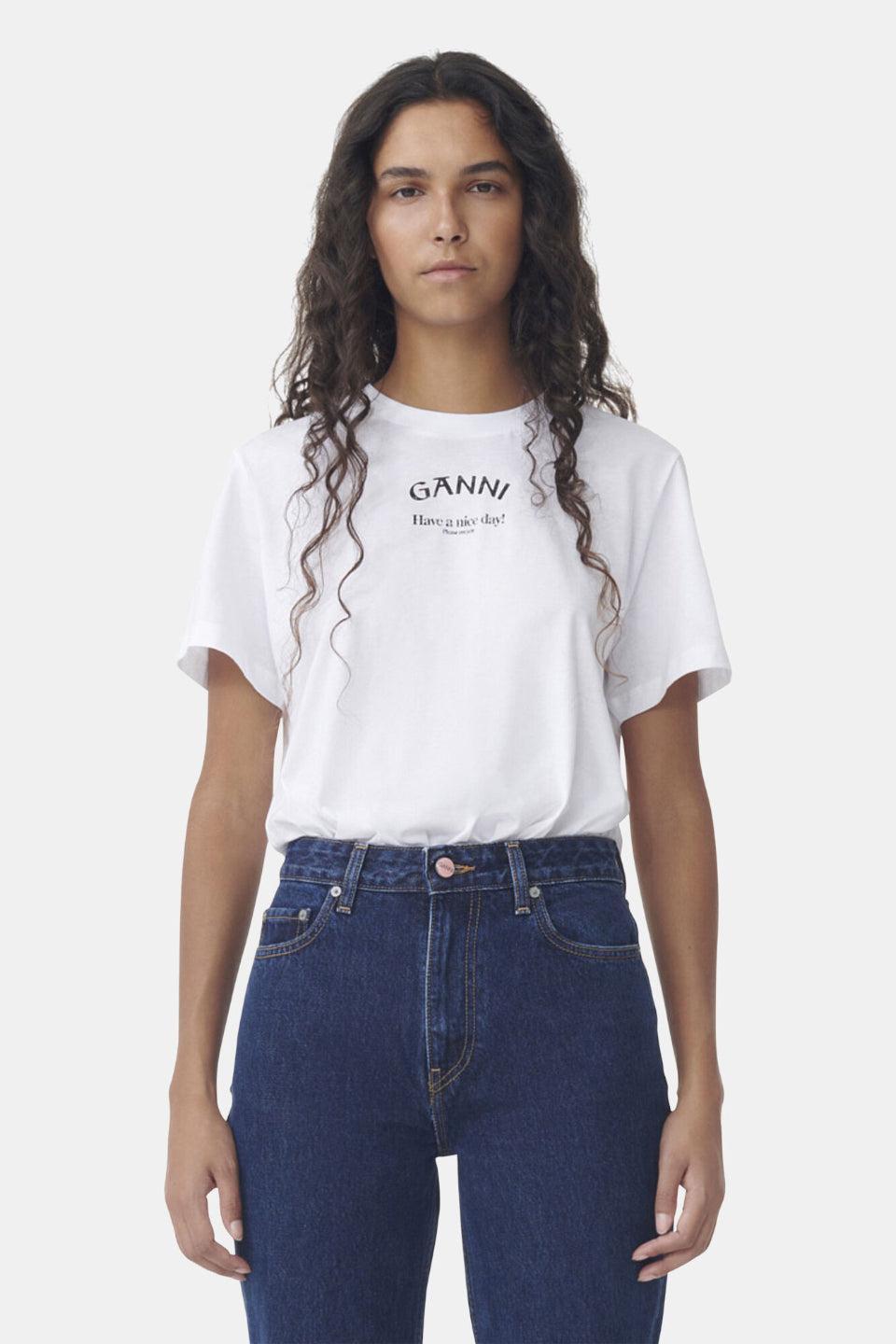 GANNI-Thin Jersey Relaxed O-neck T-shirt-NOWALL