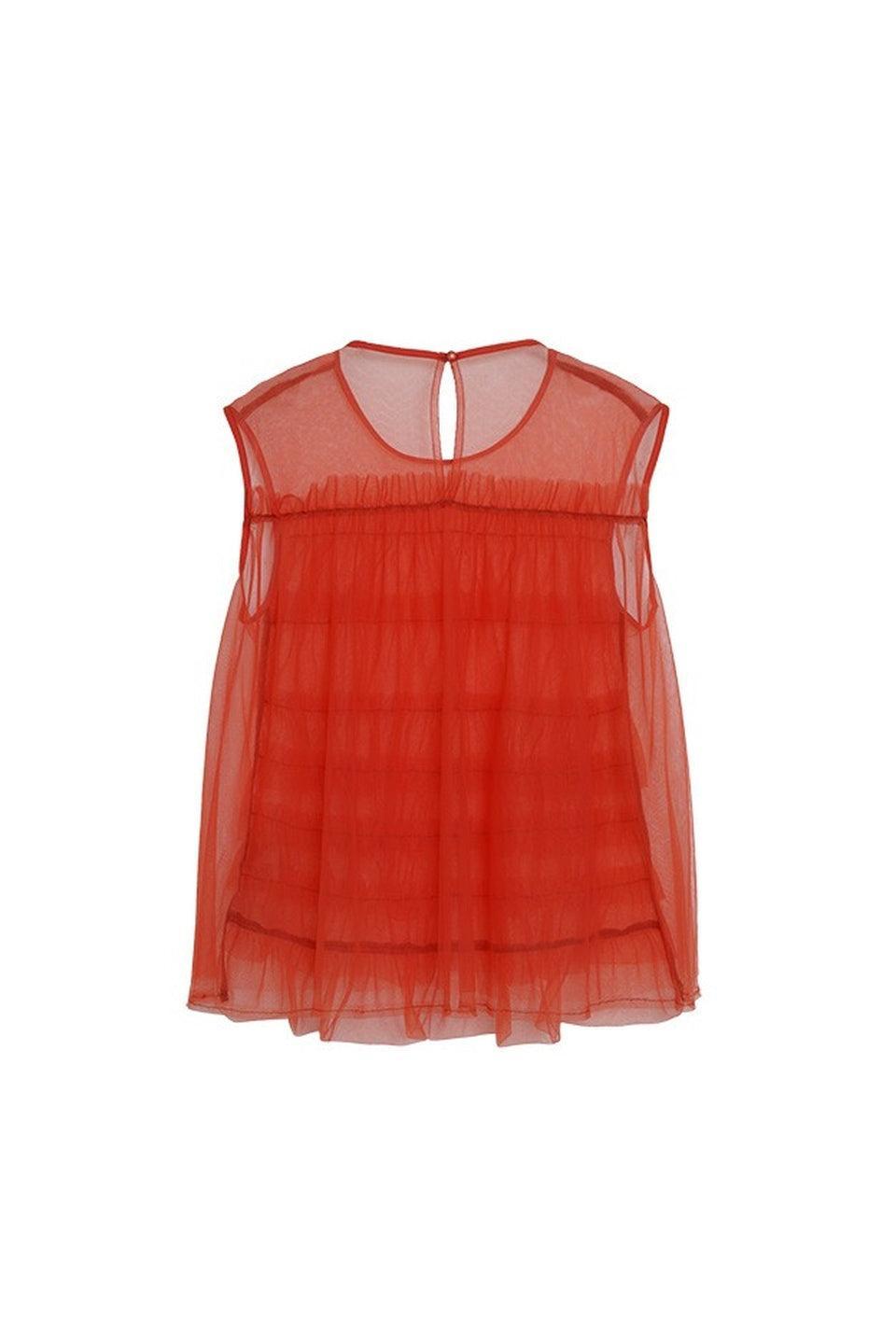 MICALLE MICALLE-Tiered Tulle Sleeveless Top-NOWALL