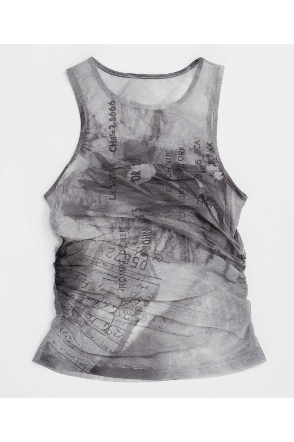 MAISON SPECIAL-Tulip Gather Mesh Tank Top-NOWALL