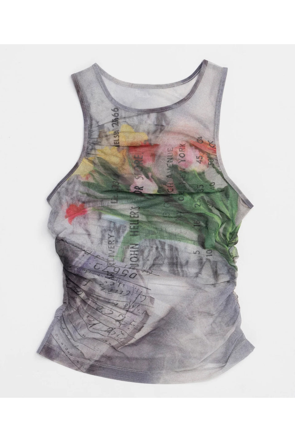 MAISON SPECIAL-Tulip Gather Mesh Tank Top-NOWALL