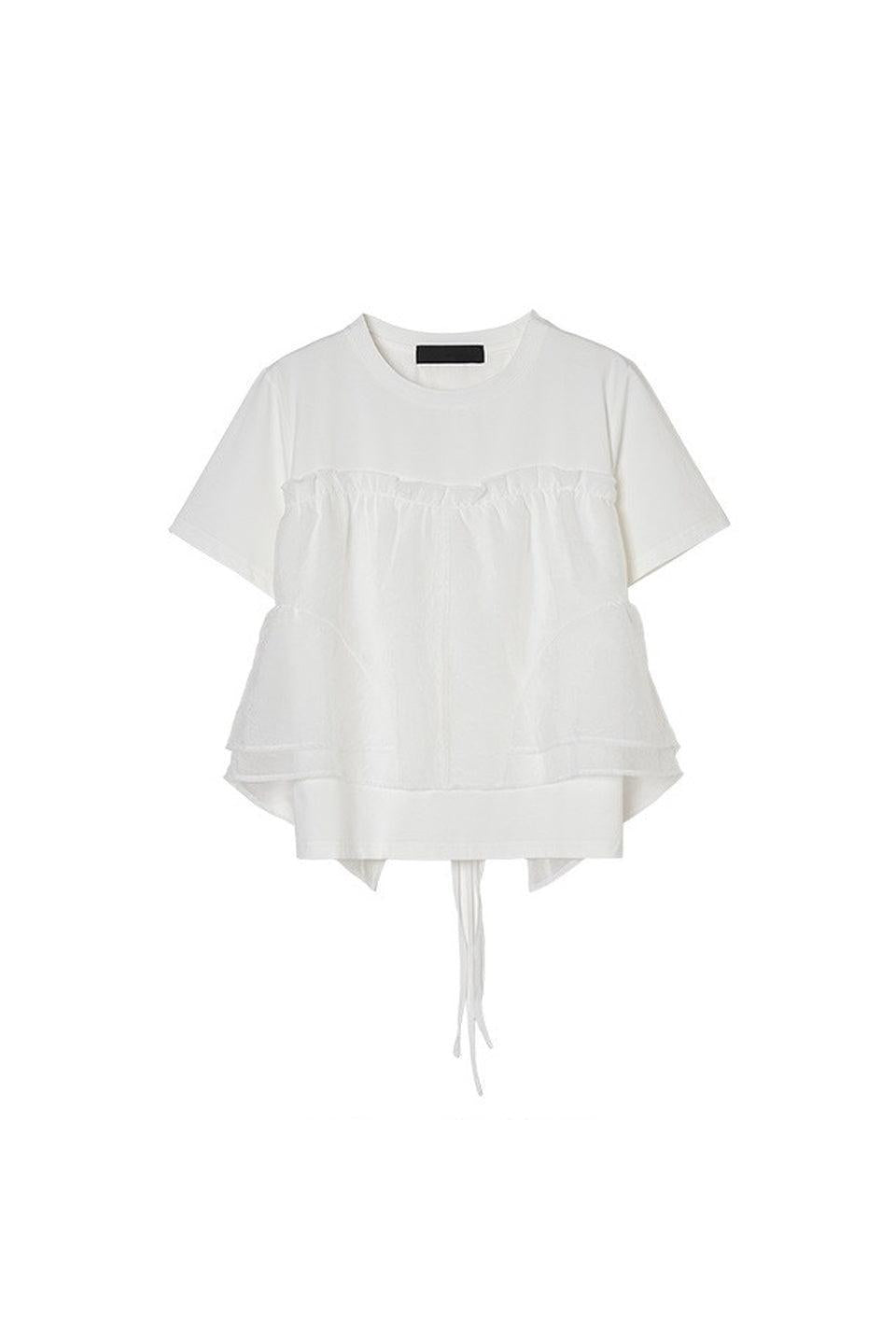 MICALLE MICALLE-Tulle Docking Short Sleeve Tee-NOWALL