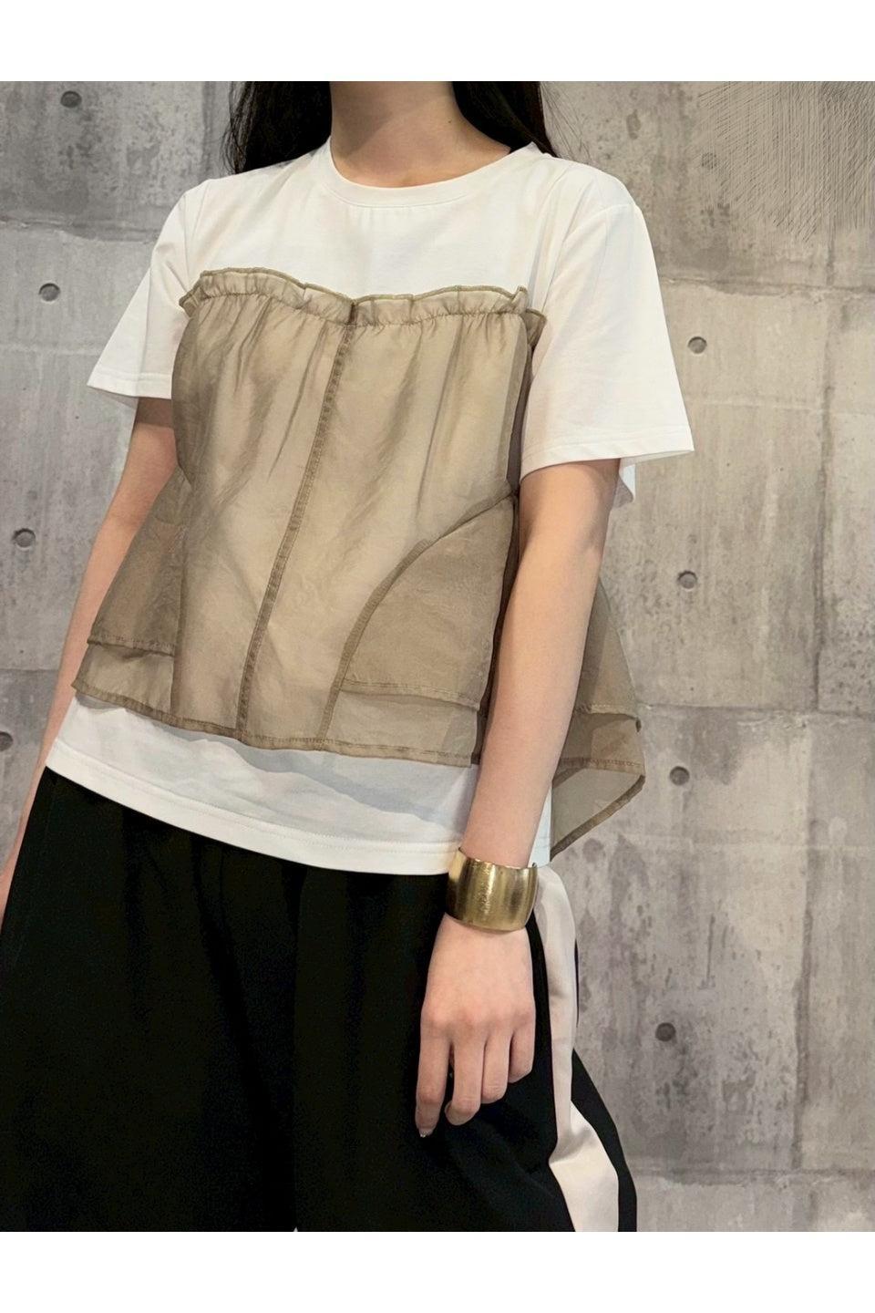 MICALLE MICALLE-Tulle Docking Short Sleeve Tee-NOWALL